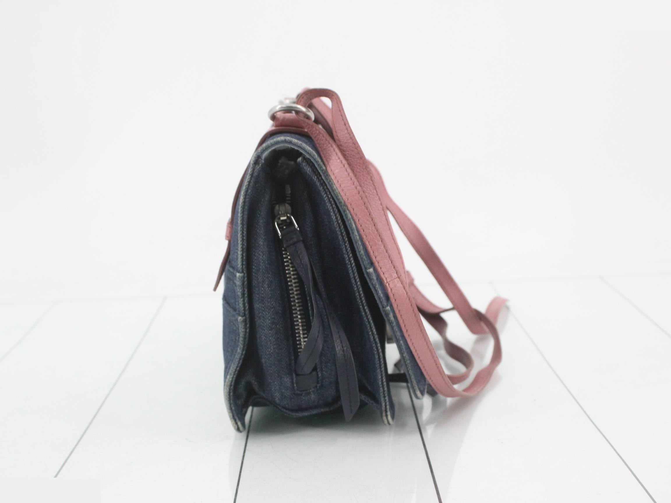 Denim Leather Semi-Shoulder Bag — view 4