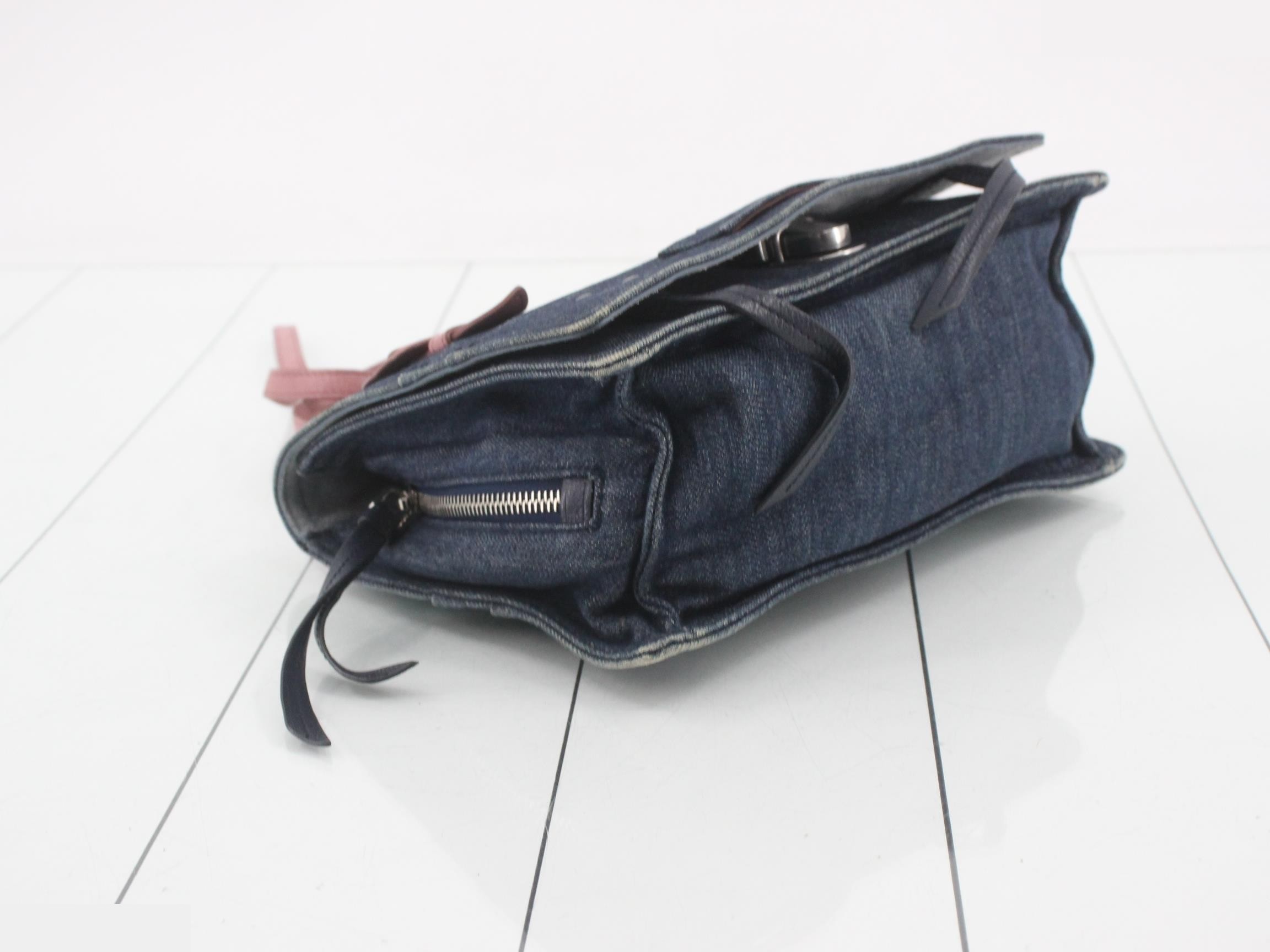 Denim Leather Semi-Shoulder Bag — view 5