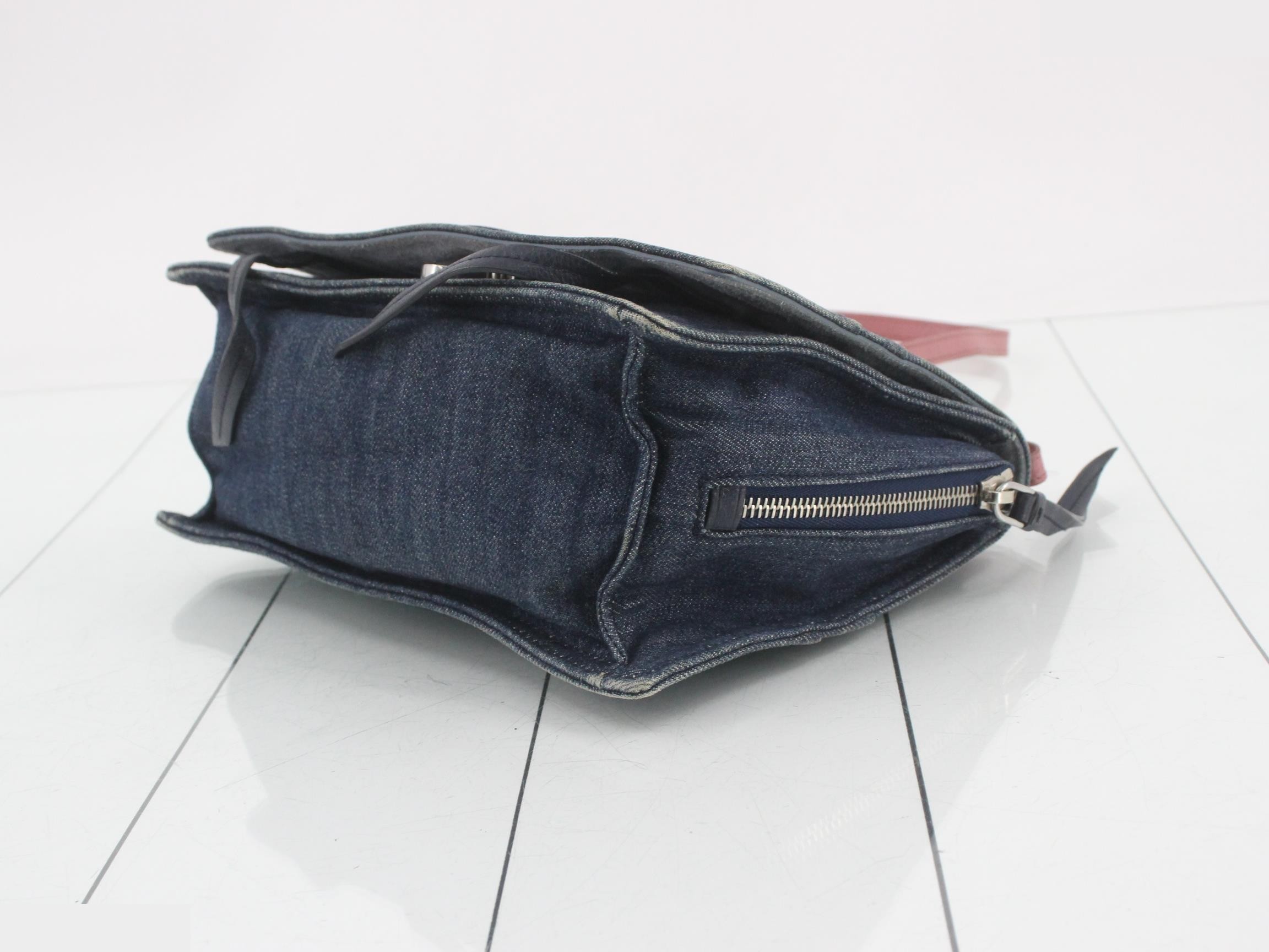 Denim Leather Semi-Shoulder Bag — view 6