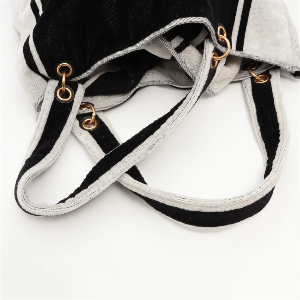 Rive Gauche Pile x Leather Tote Bag Black x White 735067 — view 5