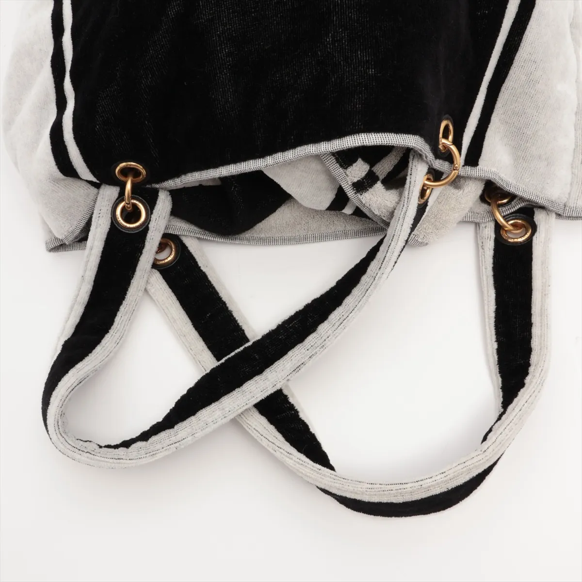 Rive Gauche Pile x Leather Tote Bag Black x White 735067 — view 6