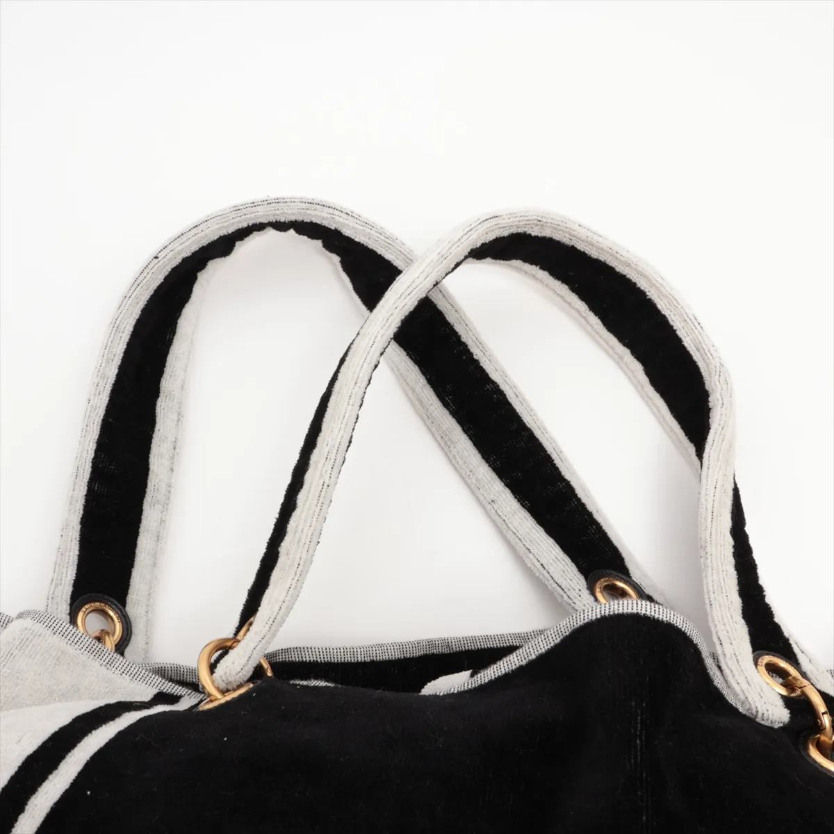 Rive Gauche Pile x Leather Tote Bag Black x White 735067 — view 7