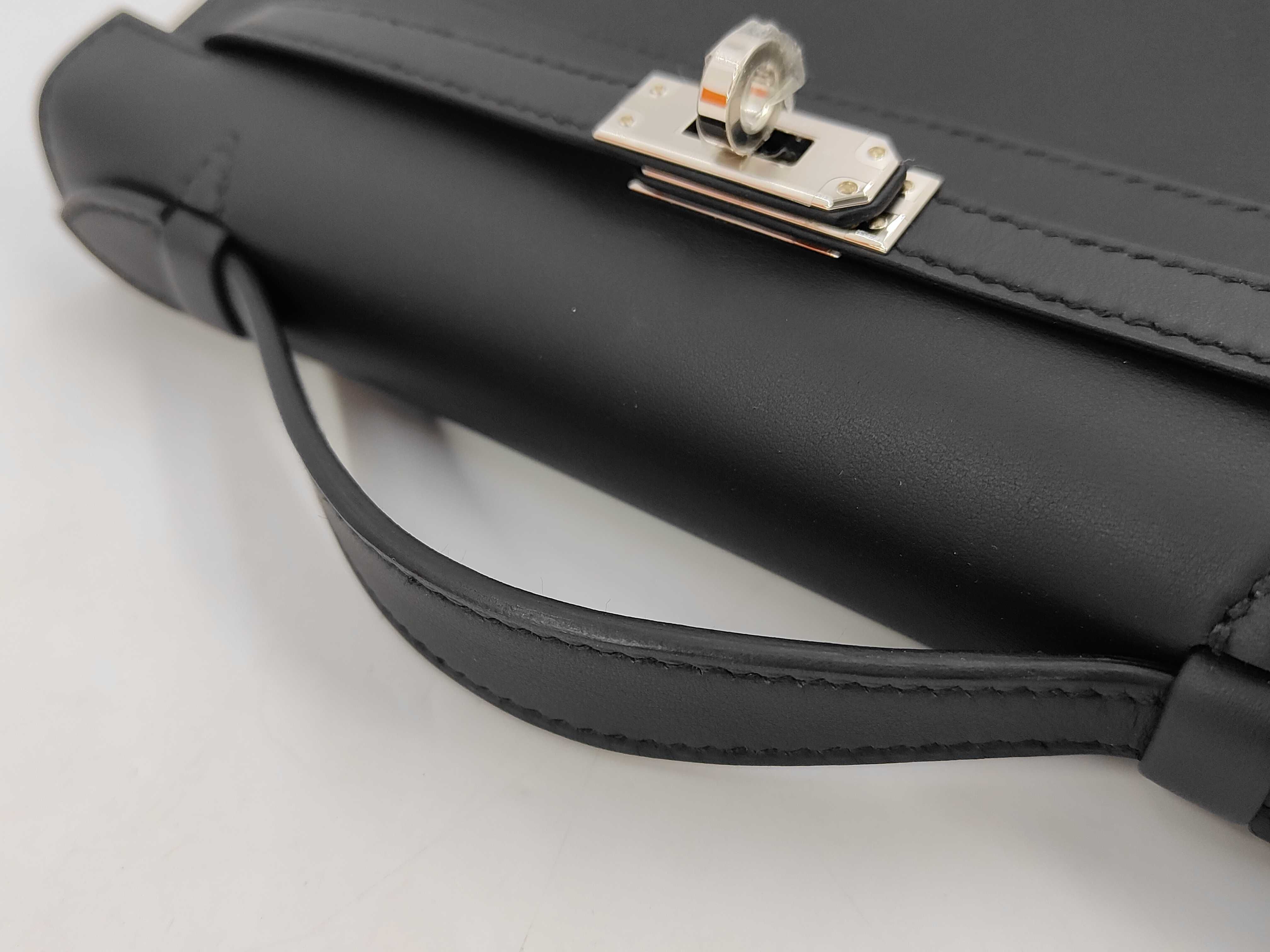 Pochette Kelly, Veau Swift leather, Black, SS K stamp, Handbag — view 3