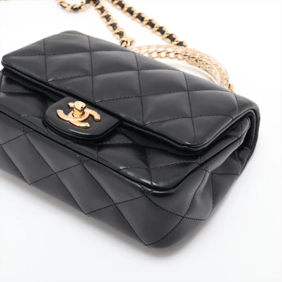[Individually packaged] Chanel Matelassé Lambskin 2-Way Handbag, Top Handle, Black, Gold Hardware, XU9AJGH7, Random Plate — view 3