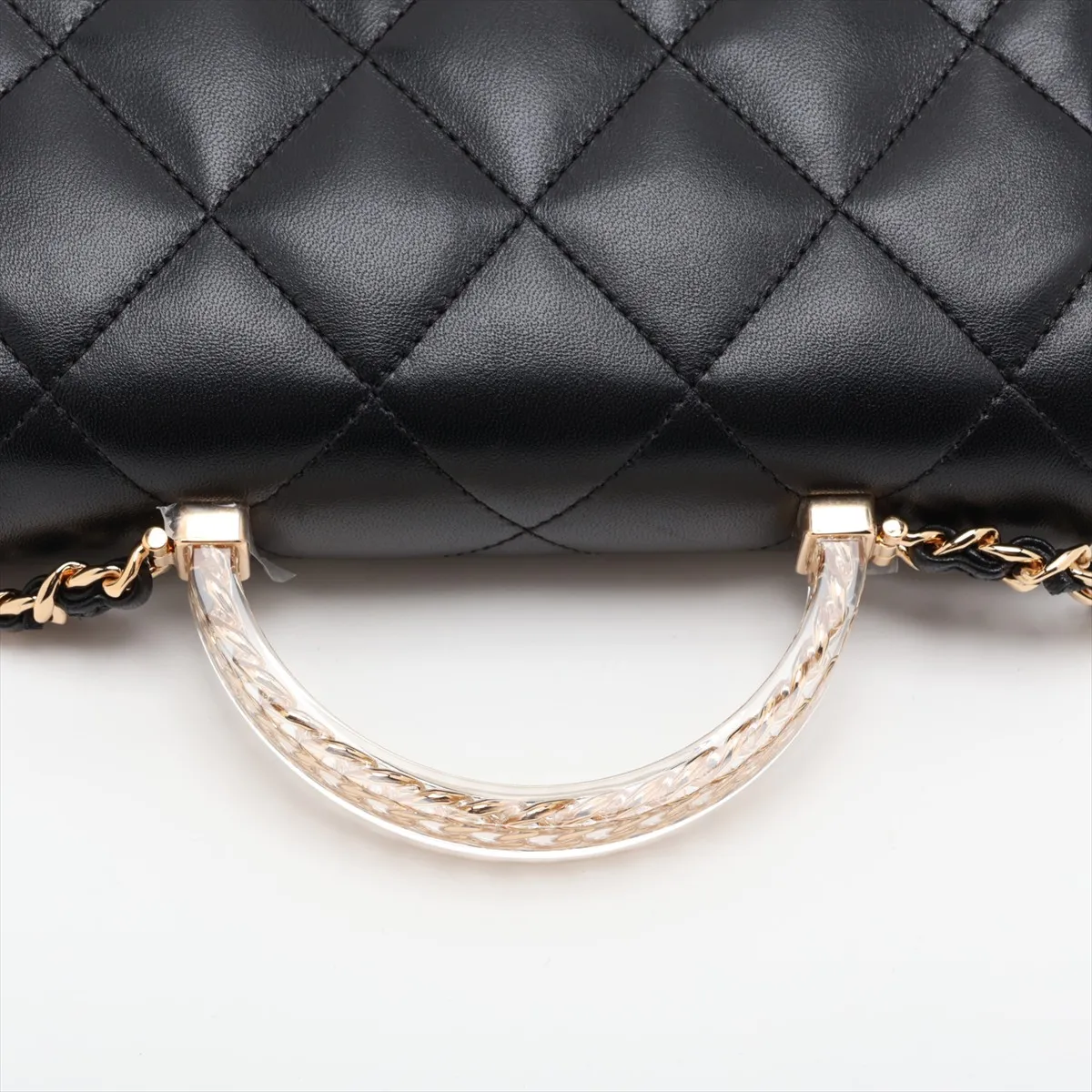 [Individually packaged] Chanel Matelassé Lambskin 2-Way Handbag, Top Handle, Black, Gold Hardware, XU9AJGH7, Random Plate — view 5