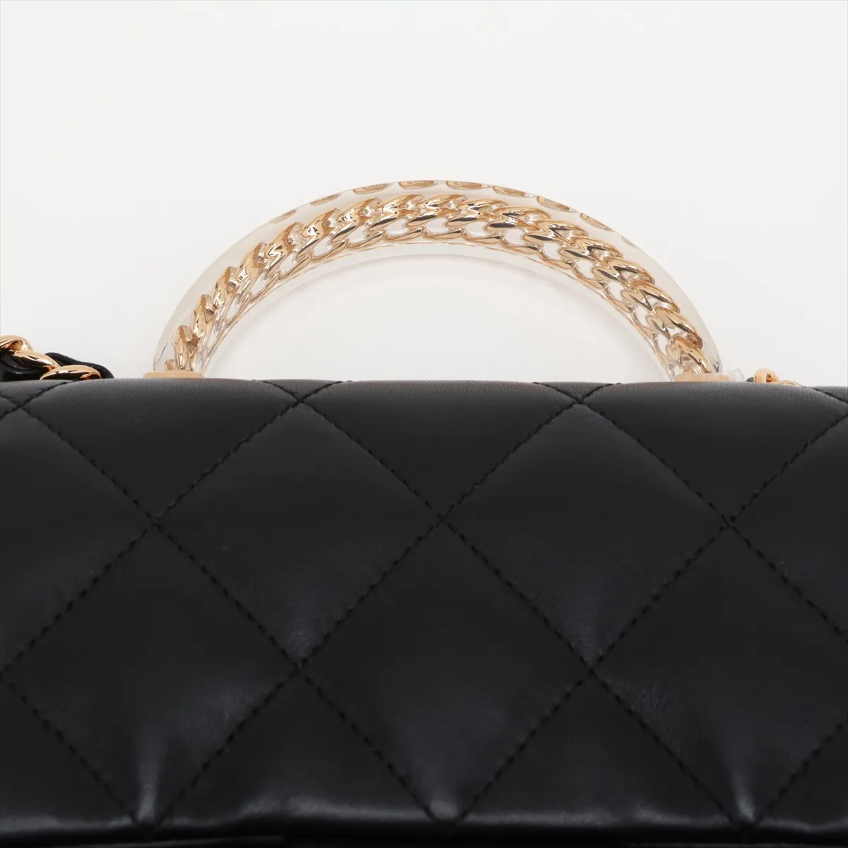 [Individually packaged] Chanel Matelassé Lambskin 2-Way Handbag, Top Handle, Black, Gold Hardware, XU9AJGH7, Random Plate — view 6