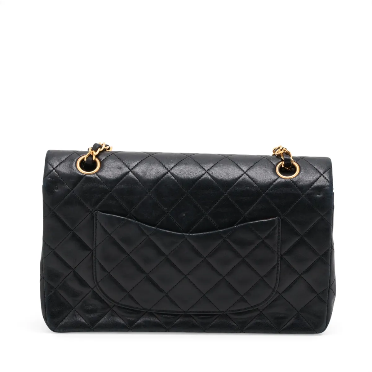 Matelassé 25 Lambskin Double Flap Double Chain Bag, Black with Gold Hardware, 1448737, Series 1, A01112 — view 2
