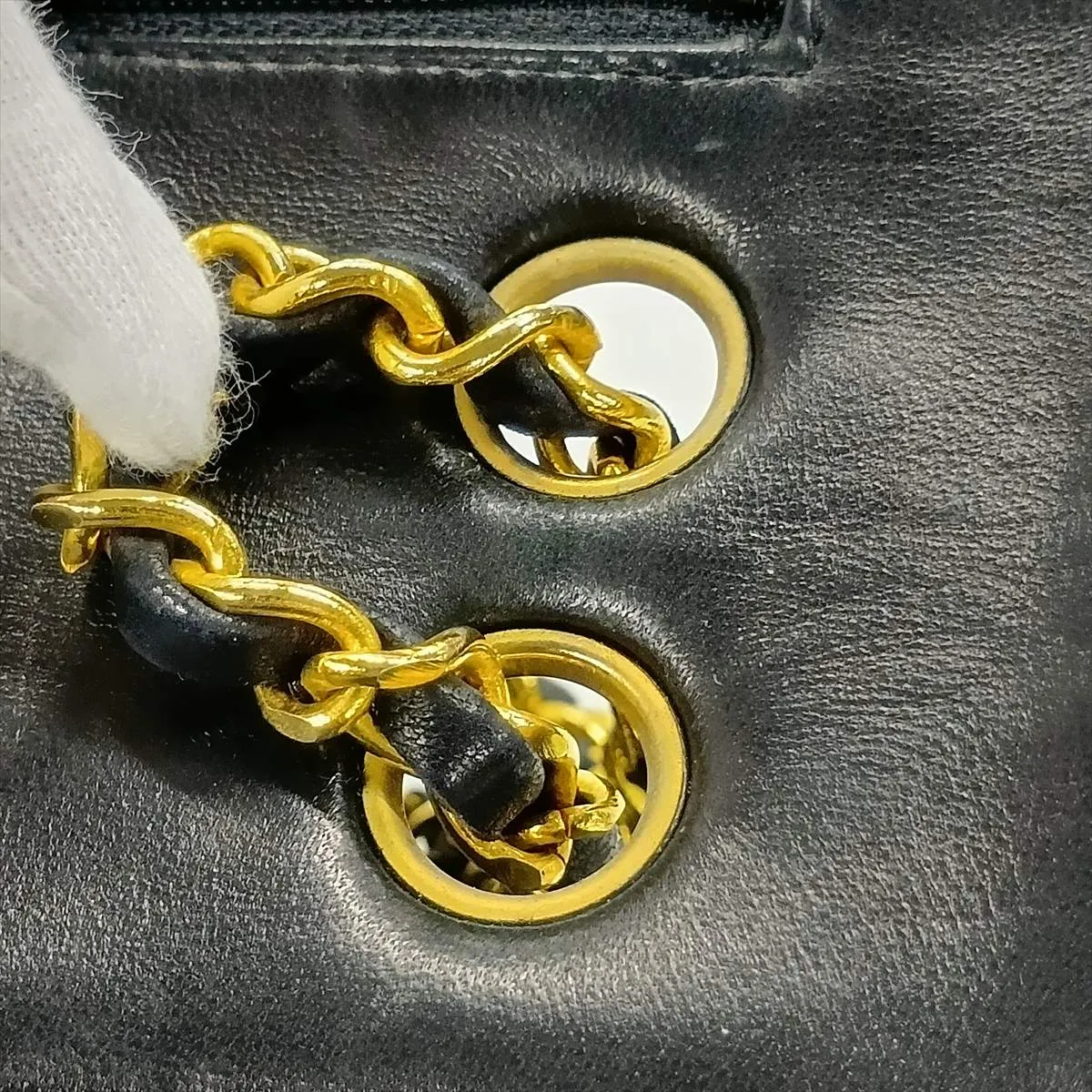 Matelassé 25 Lambskin Double Flap Double Chain Bag, Black with Gold Hardware, 1448737, Series 1, A01112 — view 14