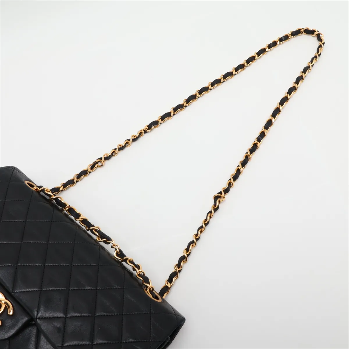 Matelassé 25 Lambskin Double Flap Double Chain Bag, Black with Gold Hardware, 1448737, Series 1, A01112 — view 5