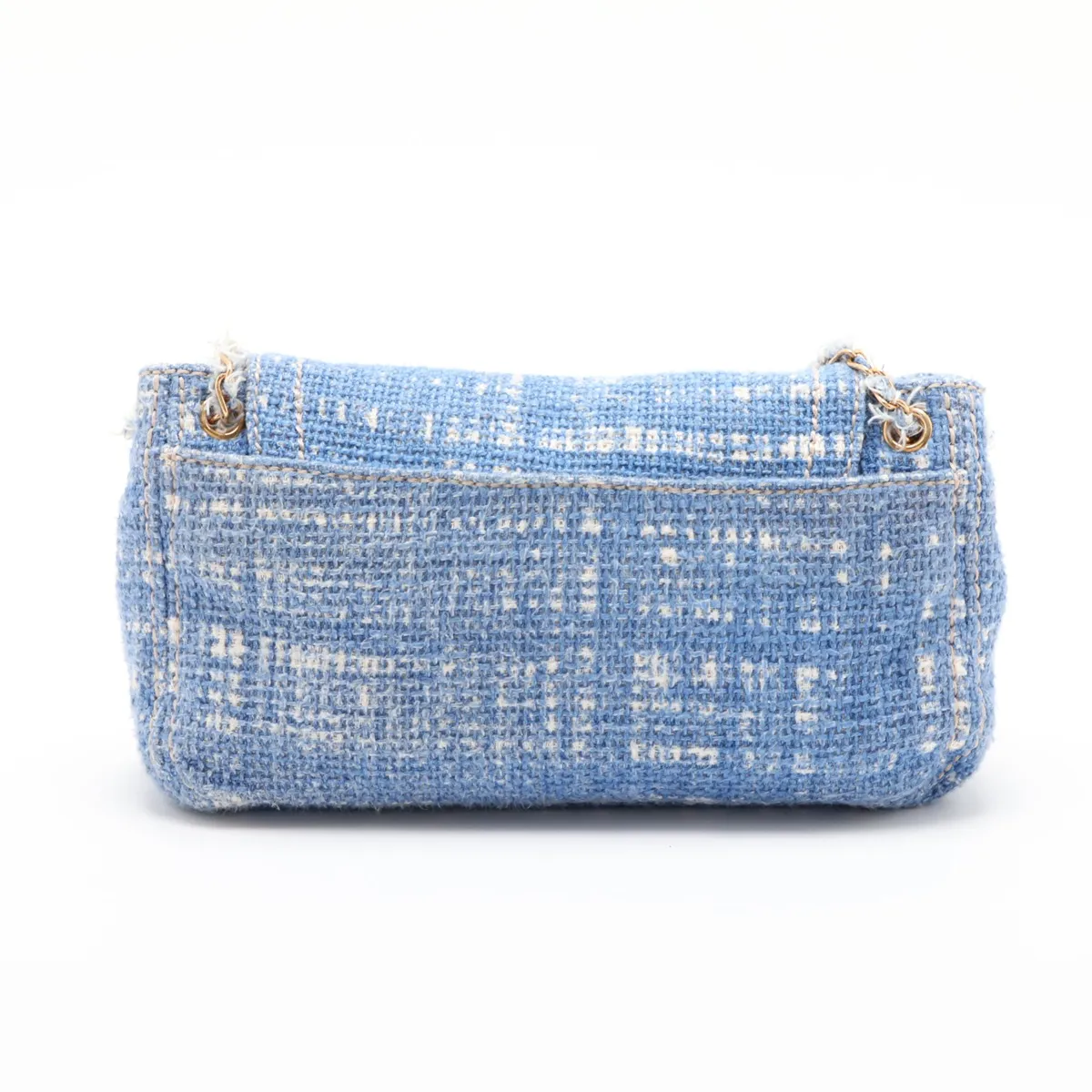 tweed chain shoulder bag, blue — view 2