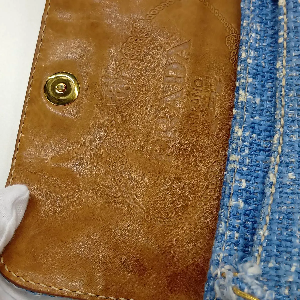 tweed chain shoulder bag, blue — view 14