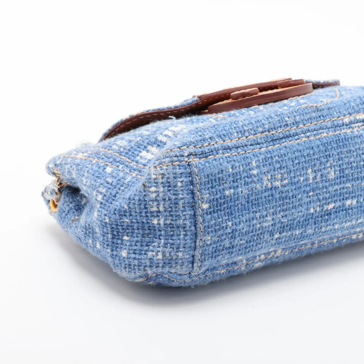 tweed chain shoulder bag, blue — view 4