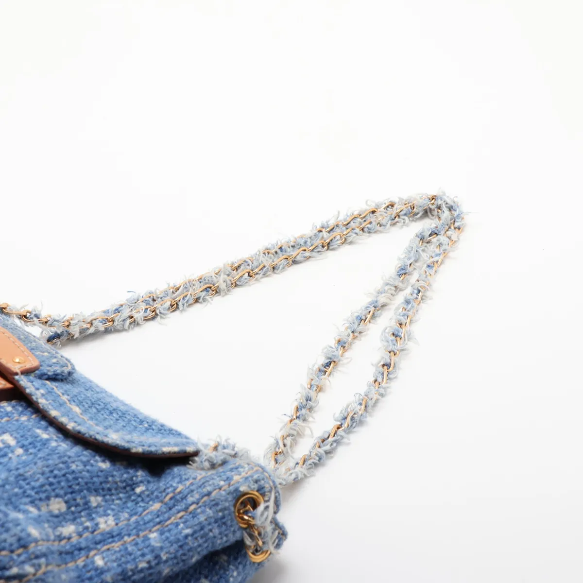 tweed chain shoulder bag, blue — view 5