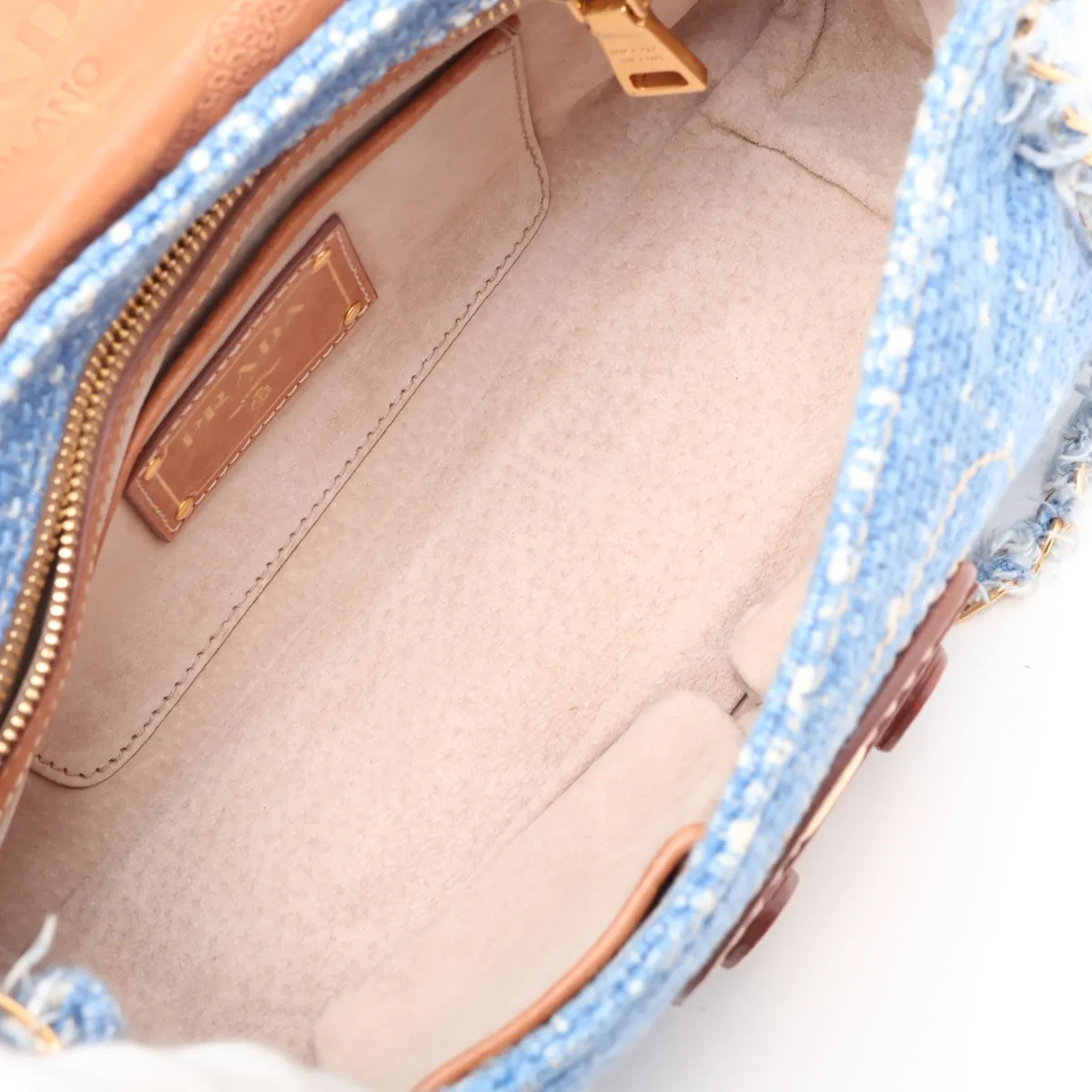 tweed chain shoulder bag, blue — view 6