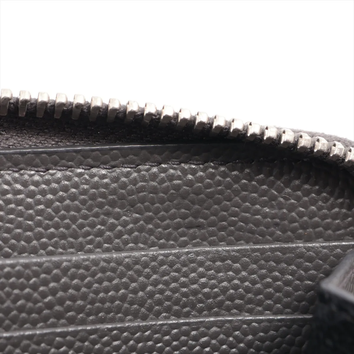 V Stitch Monogram YSL VRN358094 Leather Round Zip Wallet Gray — view 11