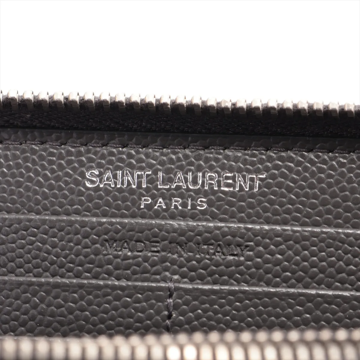 V Stitch Monogram YSL VRN358094 Leather Round Zip Wallet Gray — view 9
