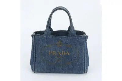 Canapa Denim Blue Triangle Logo Tote Bag