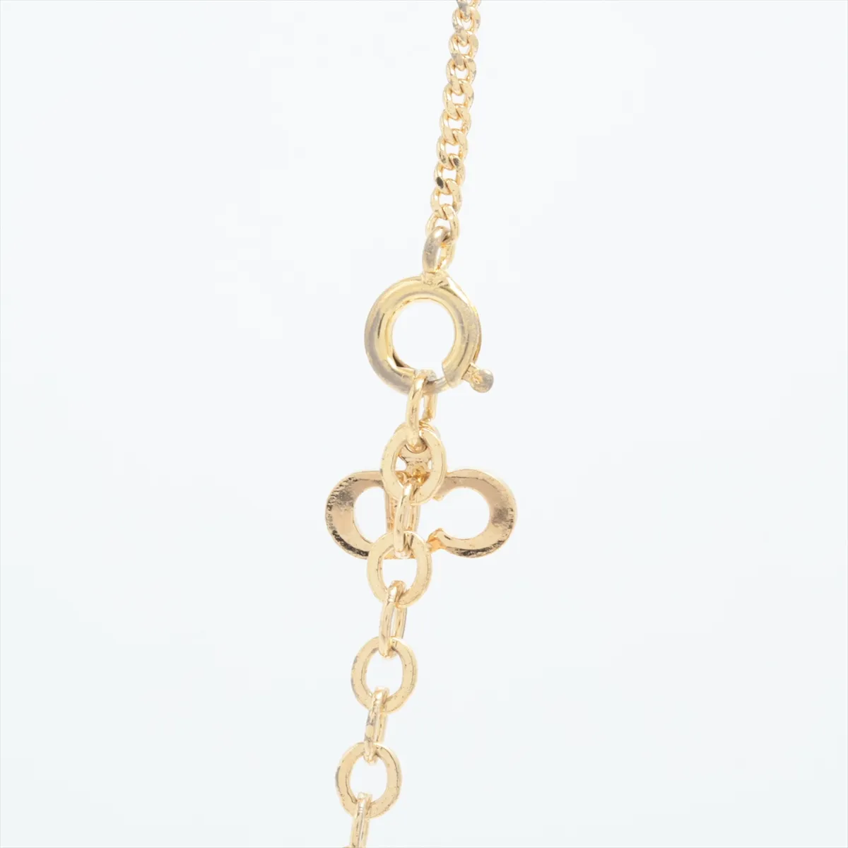 CD logo necklace, gold plated with rhinestones. Shows signs of wear, — view 3