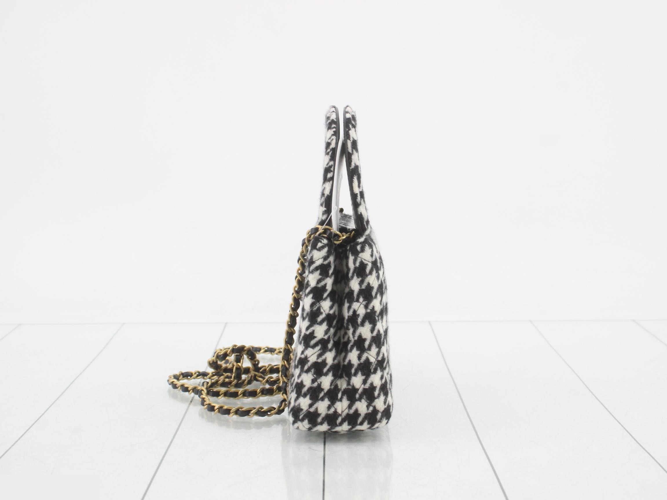 IC Plate 2-Way Top Handle Houndstooth Tweed Shoulder Bag — view 3