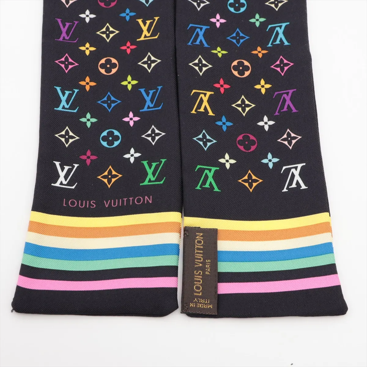 M71992 Bandeau Multicolor Scarf, Silk, Black, — view 2