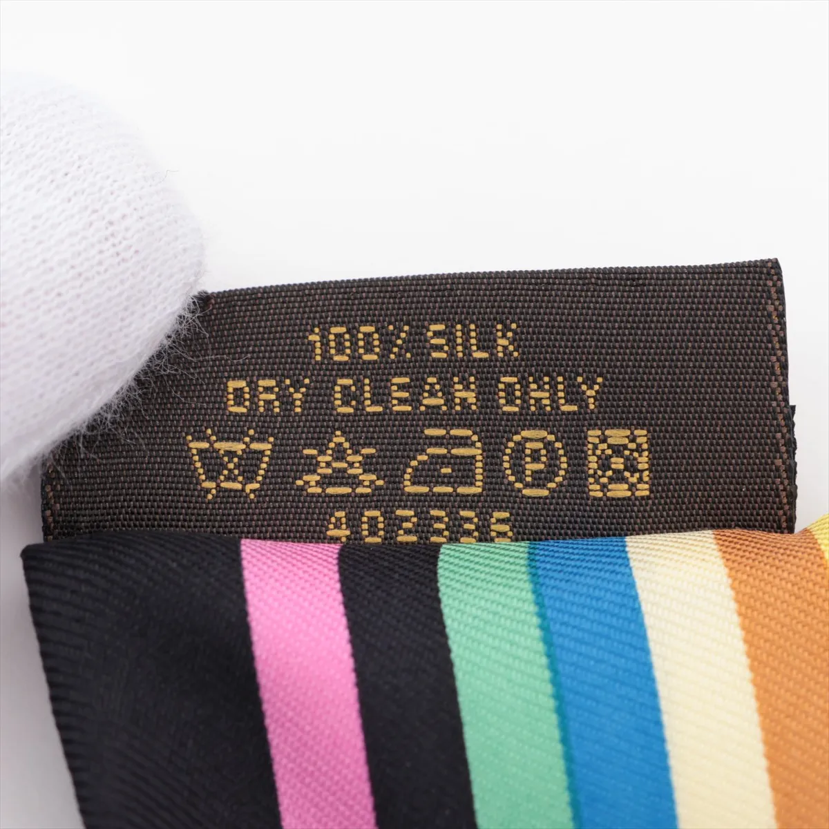 M71992 Bandeau Multicolor Scarf, Silk, Black, — view 4