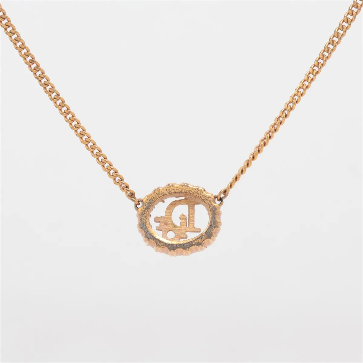 logo necklace, GP x rhinestone, gold. Shows signs of wear, — view 2