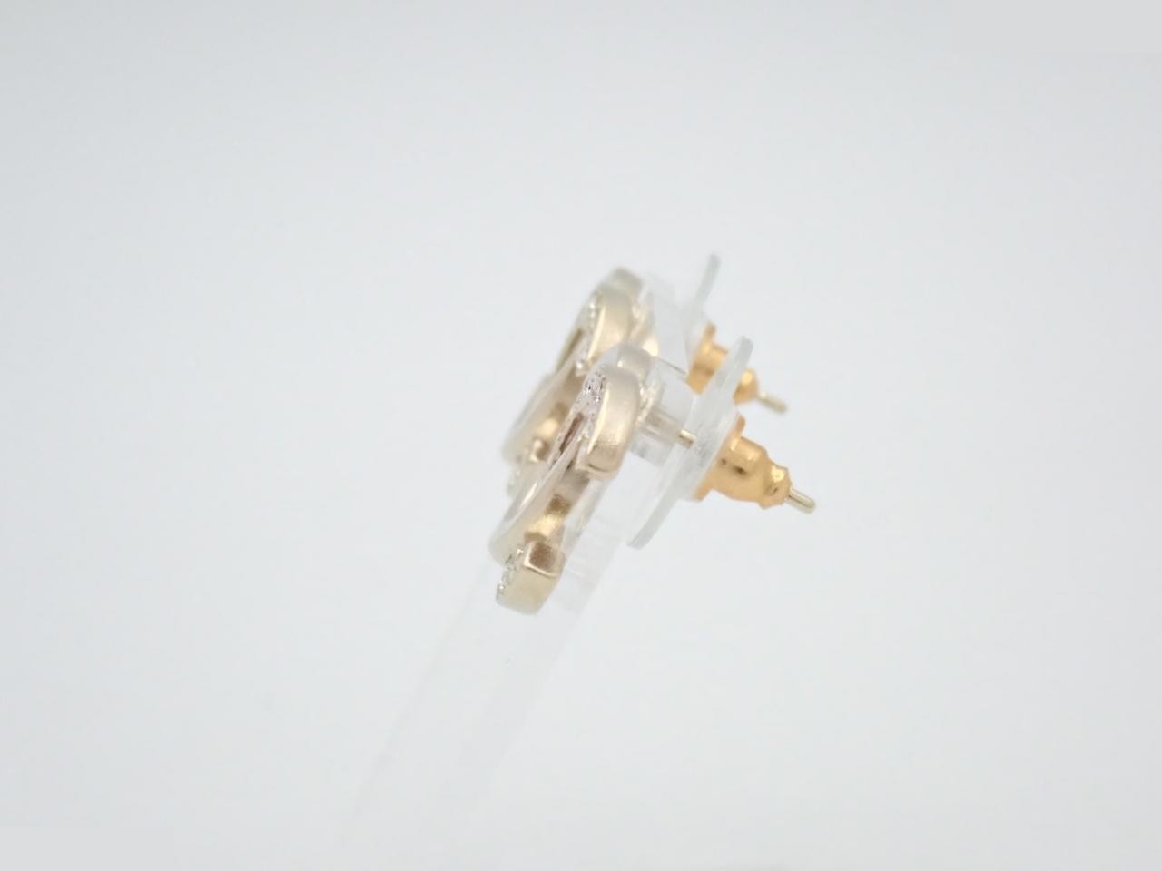 earrings, A20B, Coco Mark design, rhinestones, gold, 1.7cm wide. — view 3