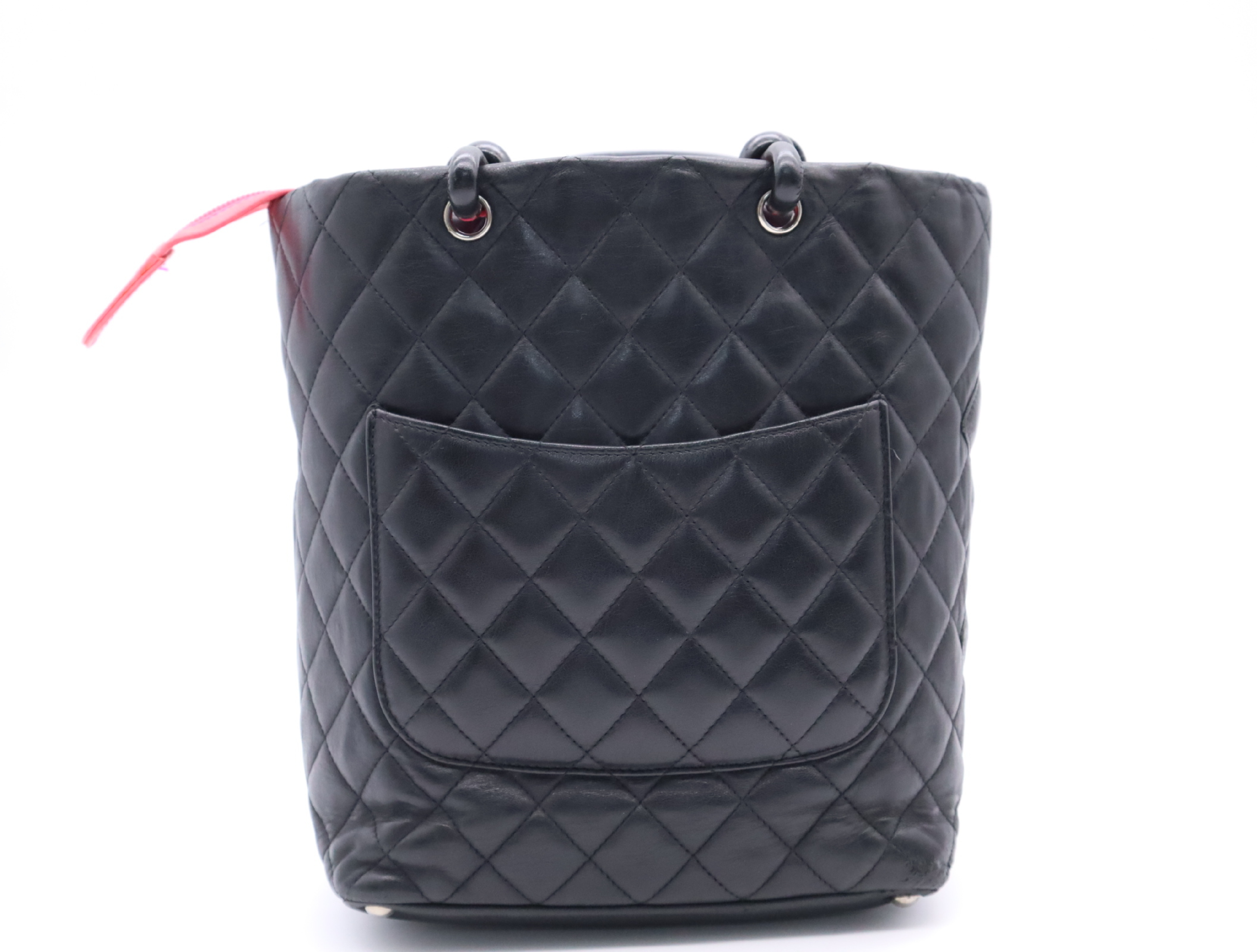 Lambskin Cambon Tote Bag, Black, Silver Hardware, with Seal. — view 2