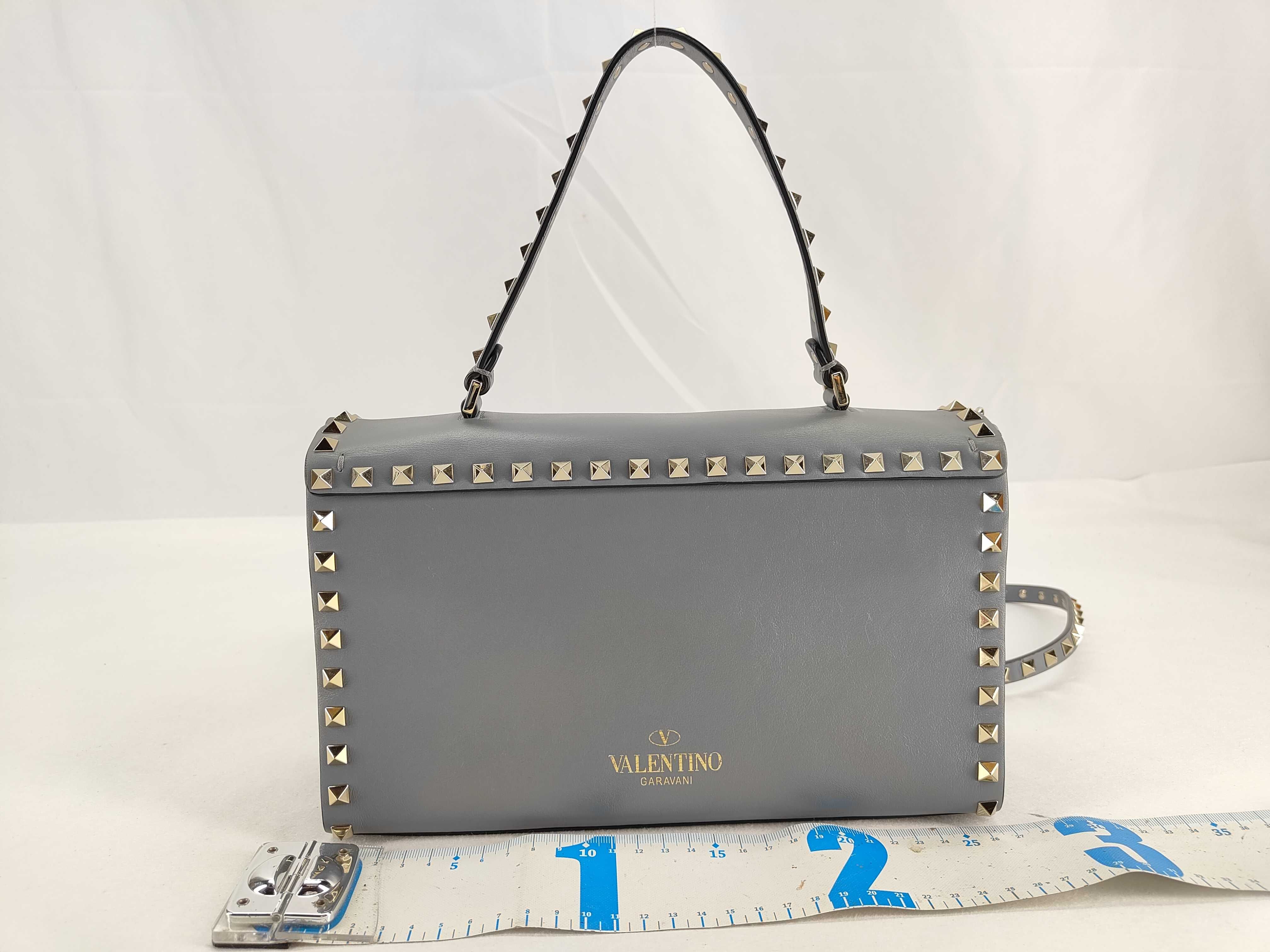 Rockstud Leather Shoulder Bag, Blue Handbag — view 2