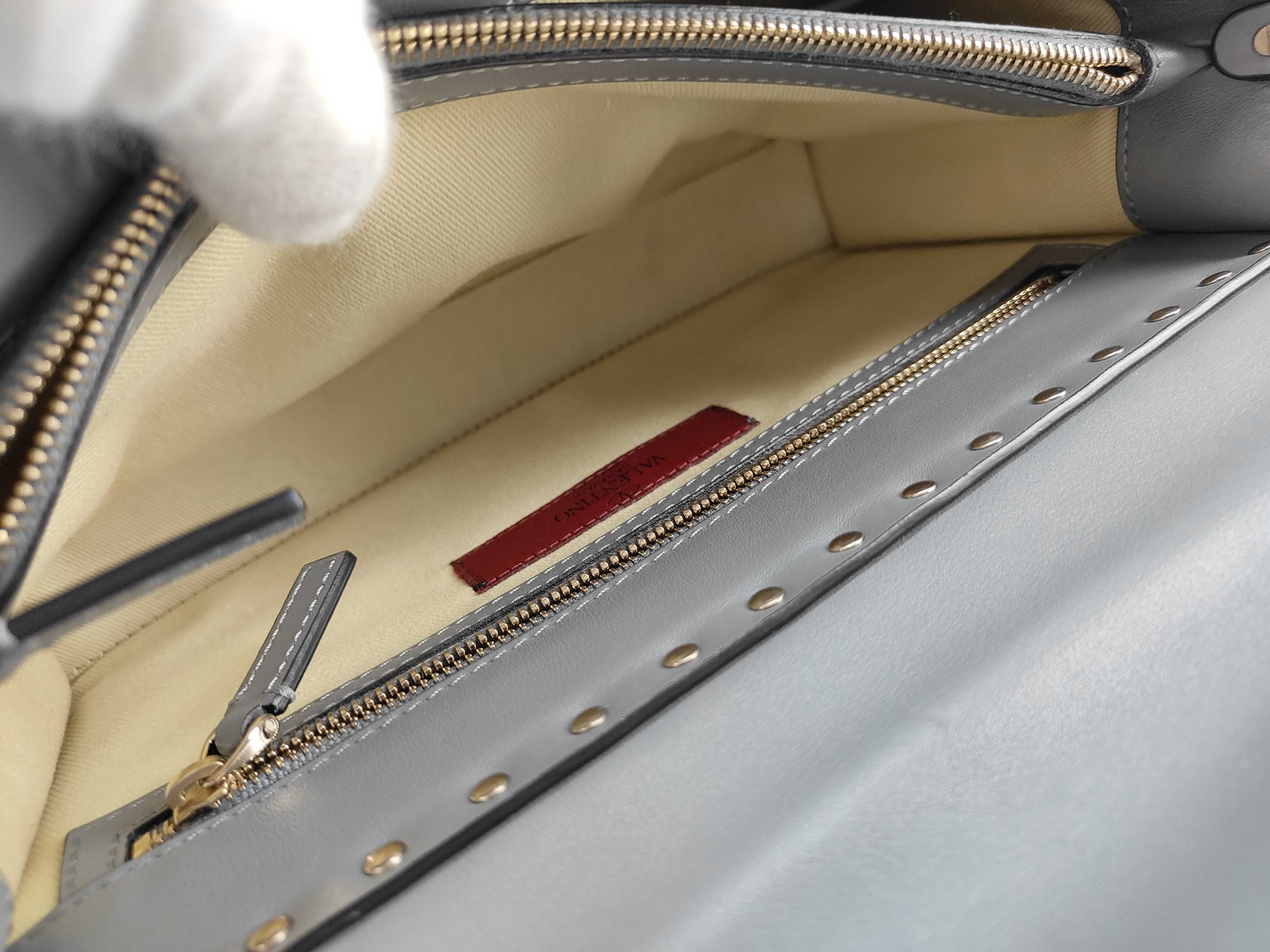 Rockstud Leather Shoulder Bag, Blue Handbag — view 11