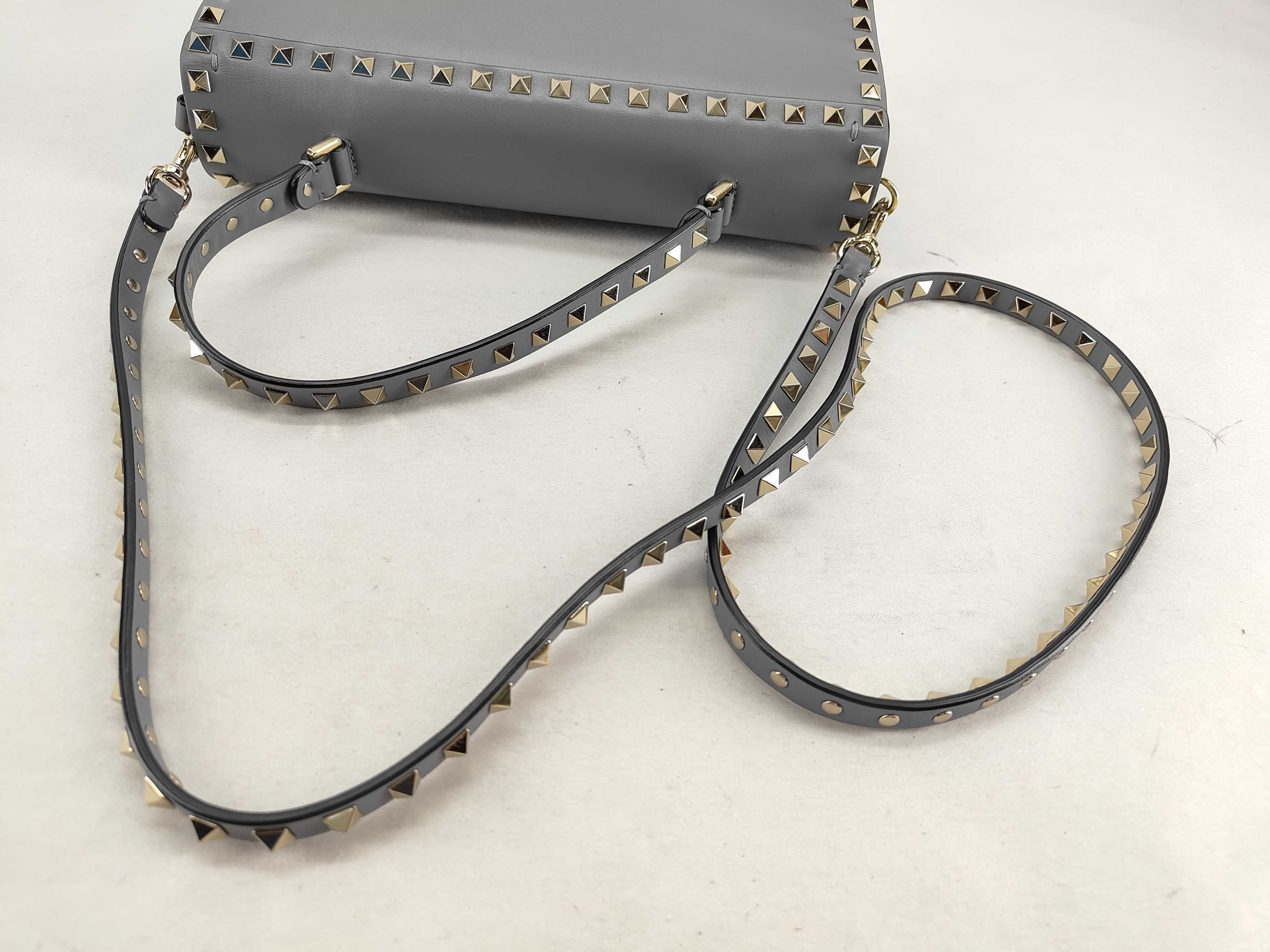 Rockstud Leather Shoulder Bag, Blue Handbag — view 4