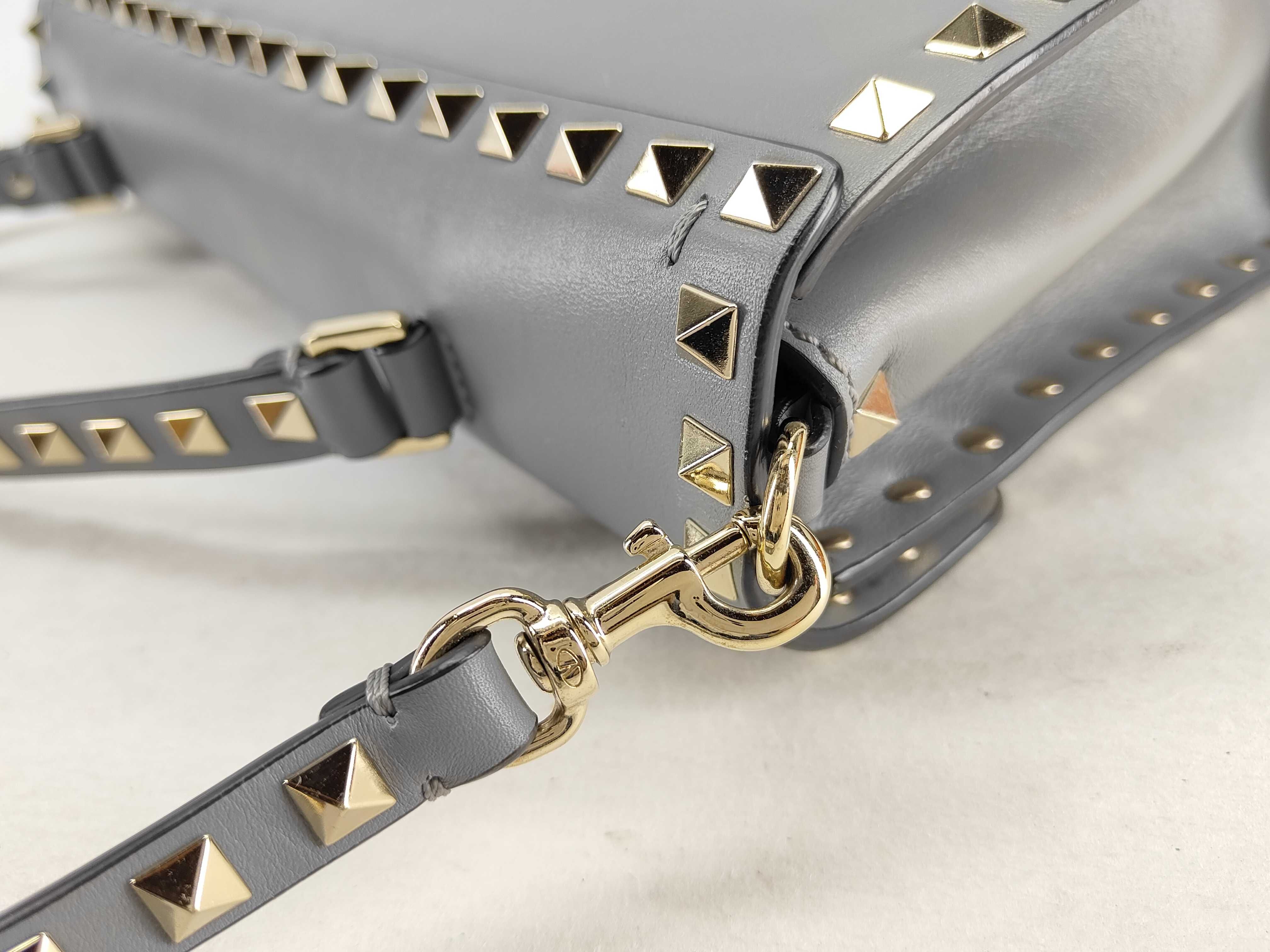 Rockstud Leather Shoulder Bag, Blue Handbag — view 6