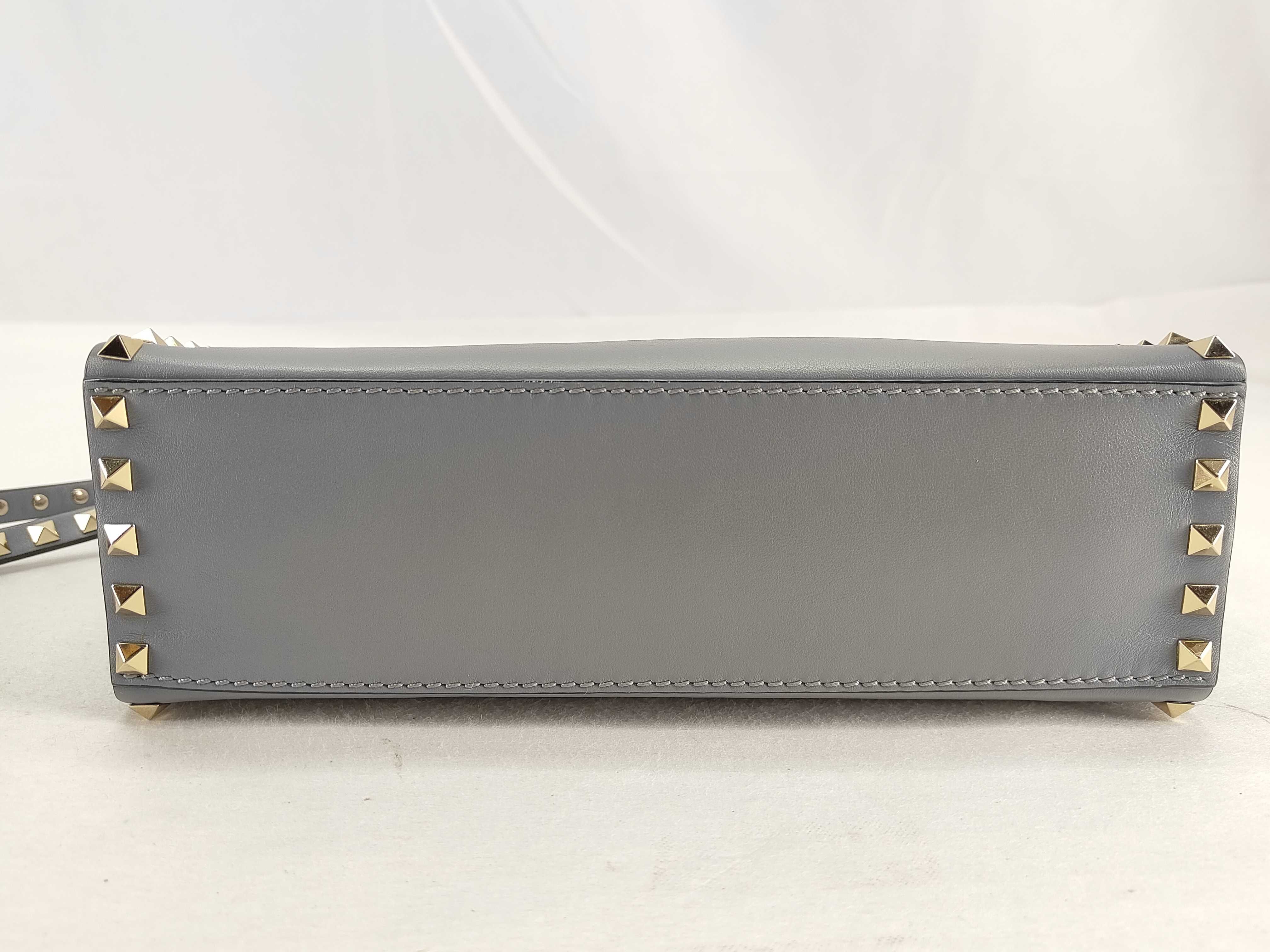 Rockstud Leather Shoulder Bag, Blue Handbag — view 8