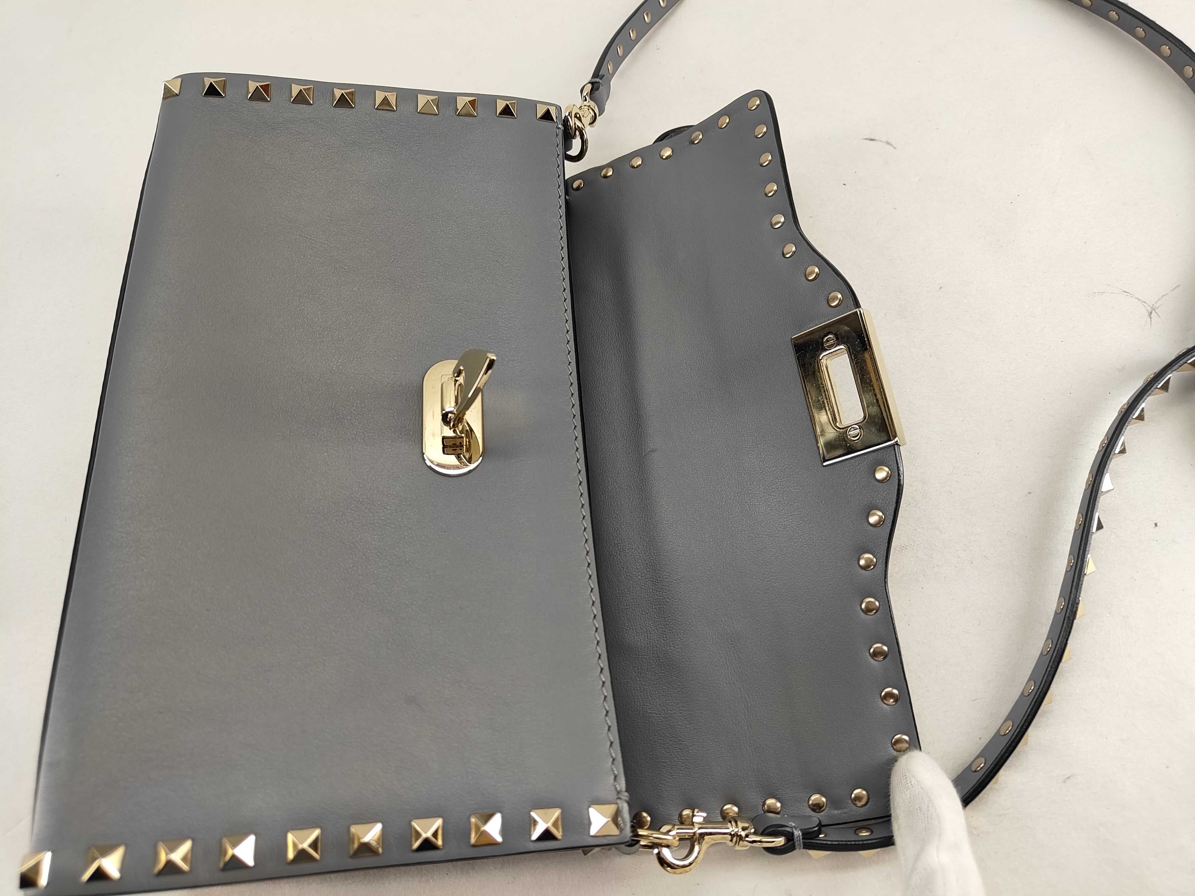 Rockstud Leather Shoulder Bag, Blue Handbag — view 9
