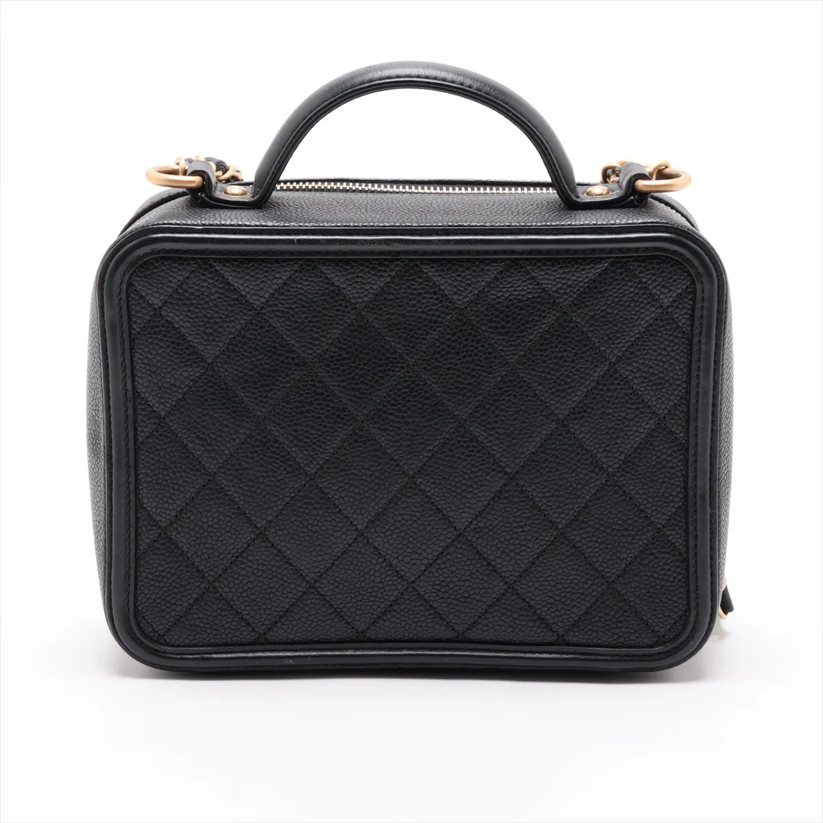 CC Filigree Caviar Skin Chain Shoulder Bag, Black with Gold Hardware, 24867338, serial number in the 24 range. — view 2