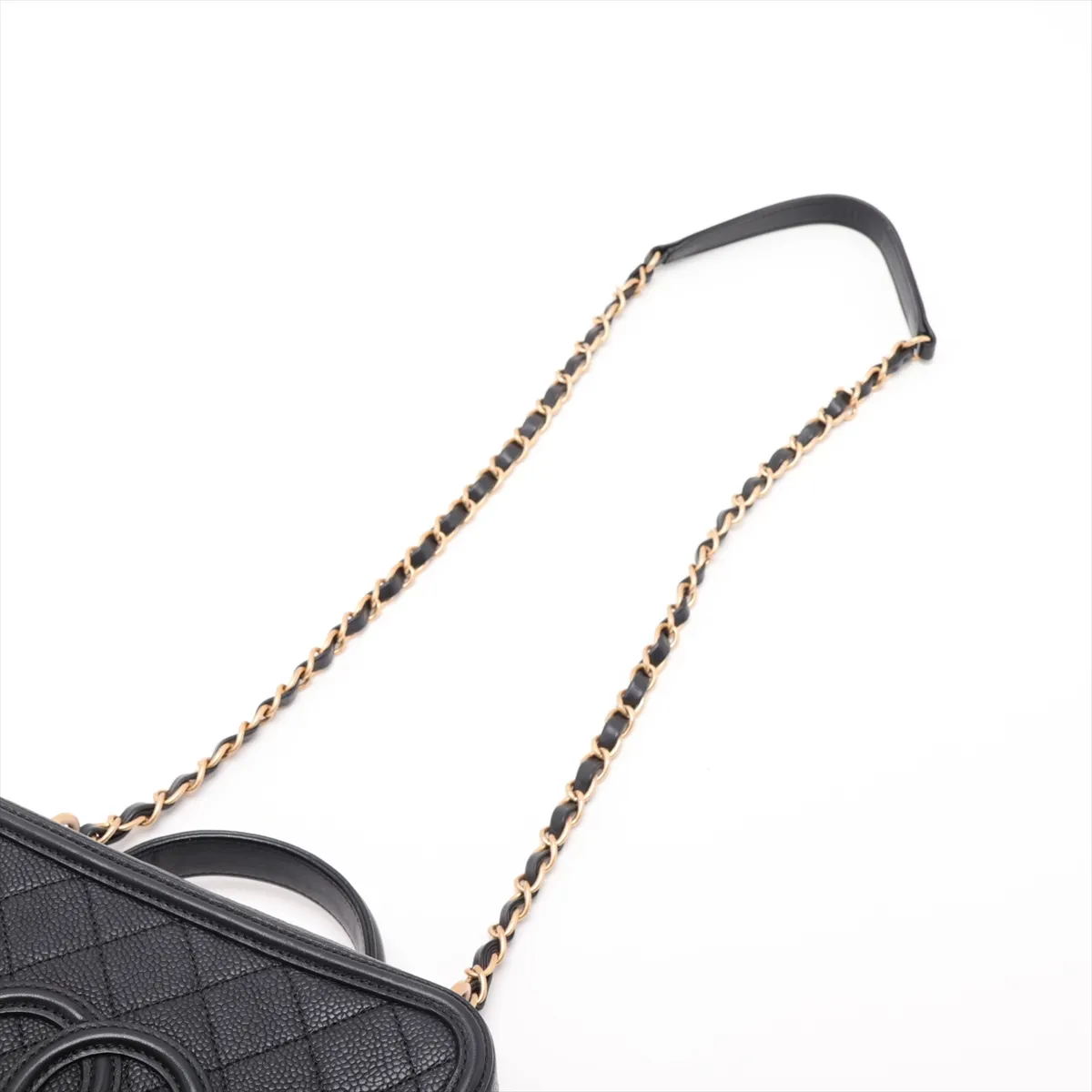 CC Filigree Caviar Skin Chain Shoulder Bag, Black with Gold Hardware, 24867338, serial number in the 24 range. — view 7