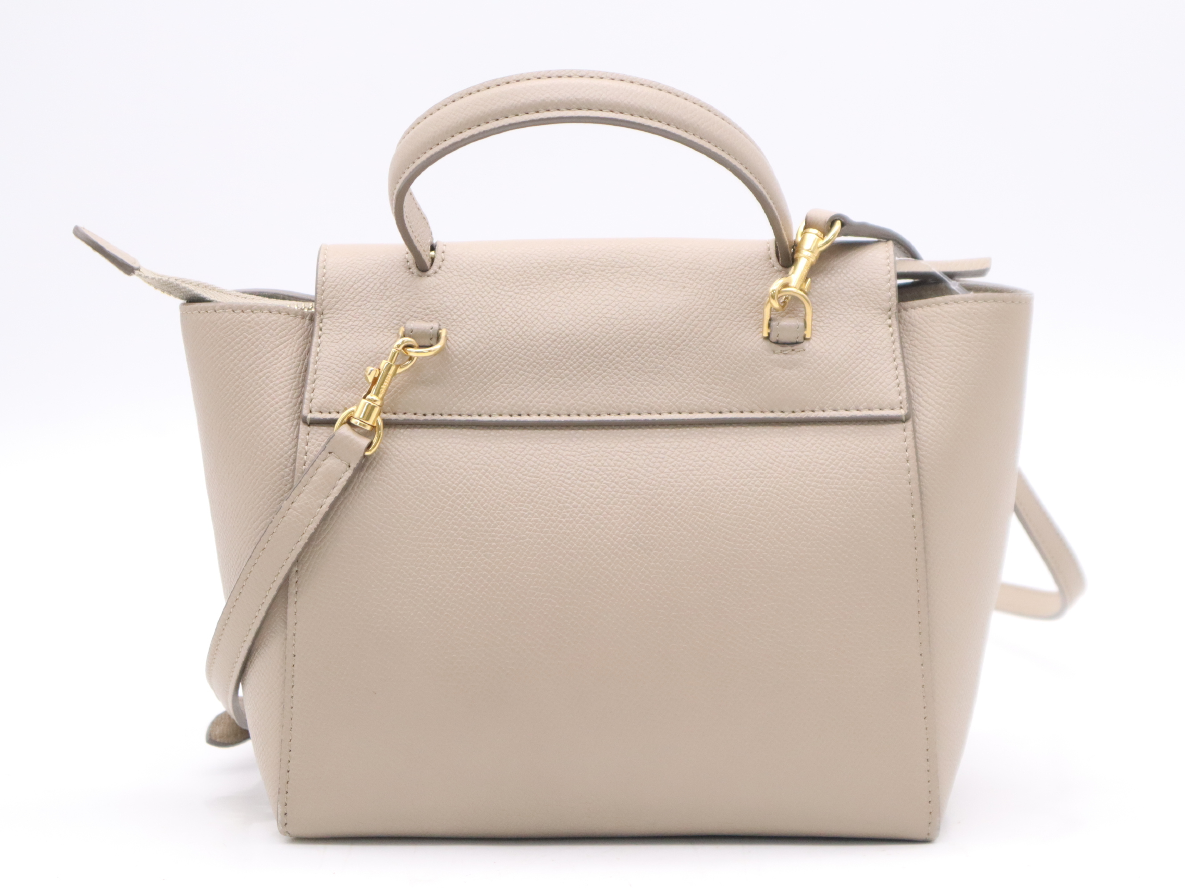 Leather Nano Belt Bag 2-Way Handbag Beige with Shoulder Strap (Shoulder Bag) — view 2
