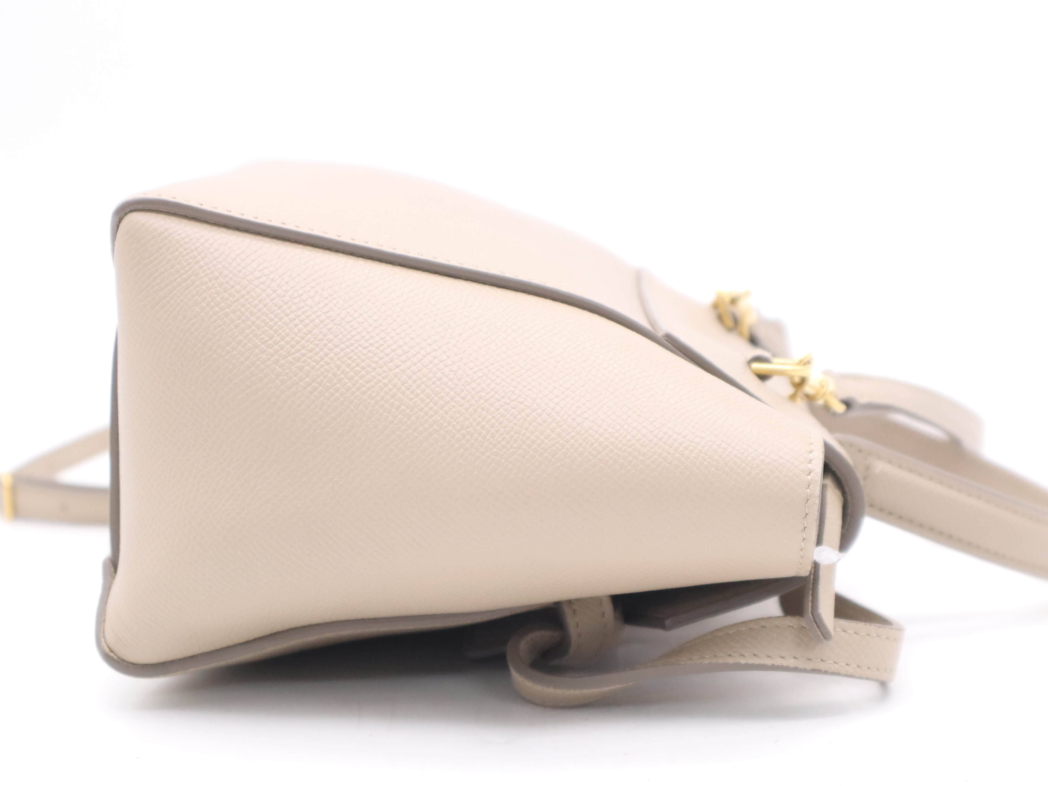 Leather Nano Belt Bag 2-Way Handbag Beige with Shoulder Strap (Shoulder Bag) — view 5