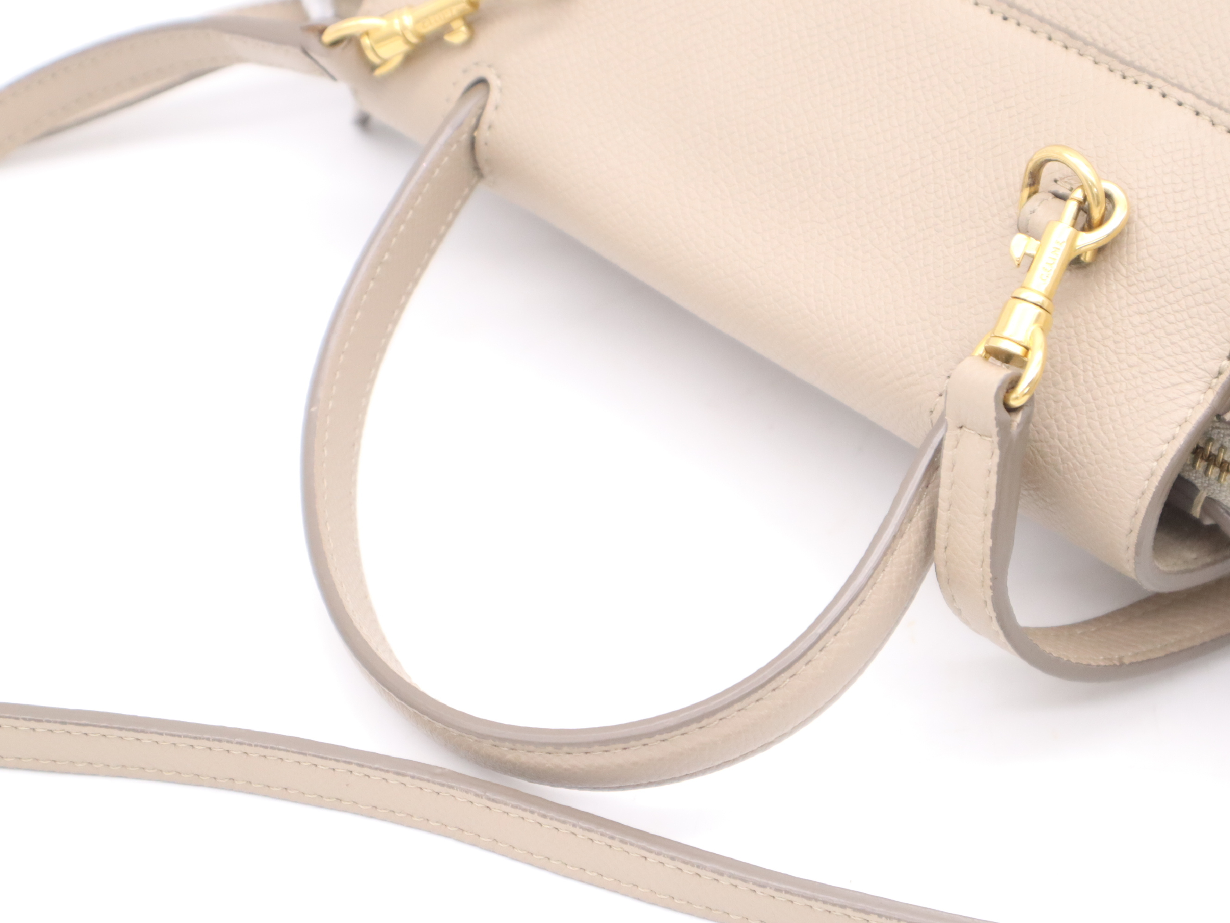 Leather Nano Belt Bag 2-Way Handbag Beige with Shoulder Strap (Shoulder Bag) — view 6