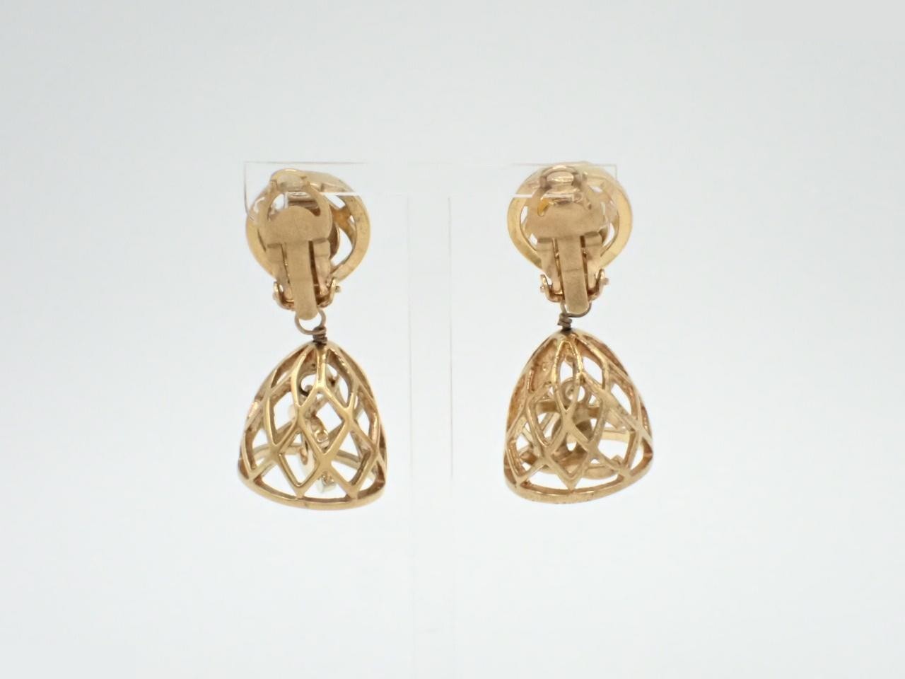 Birdcage Swing Coco Mark Gold Earrings — view 2