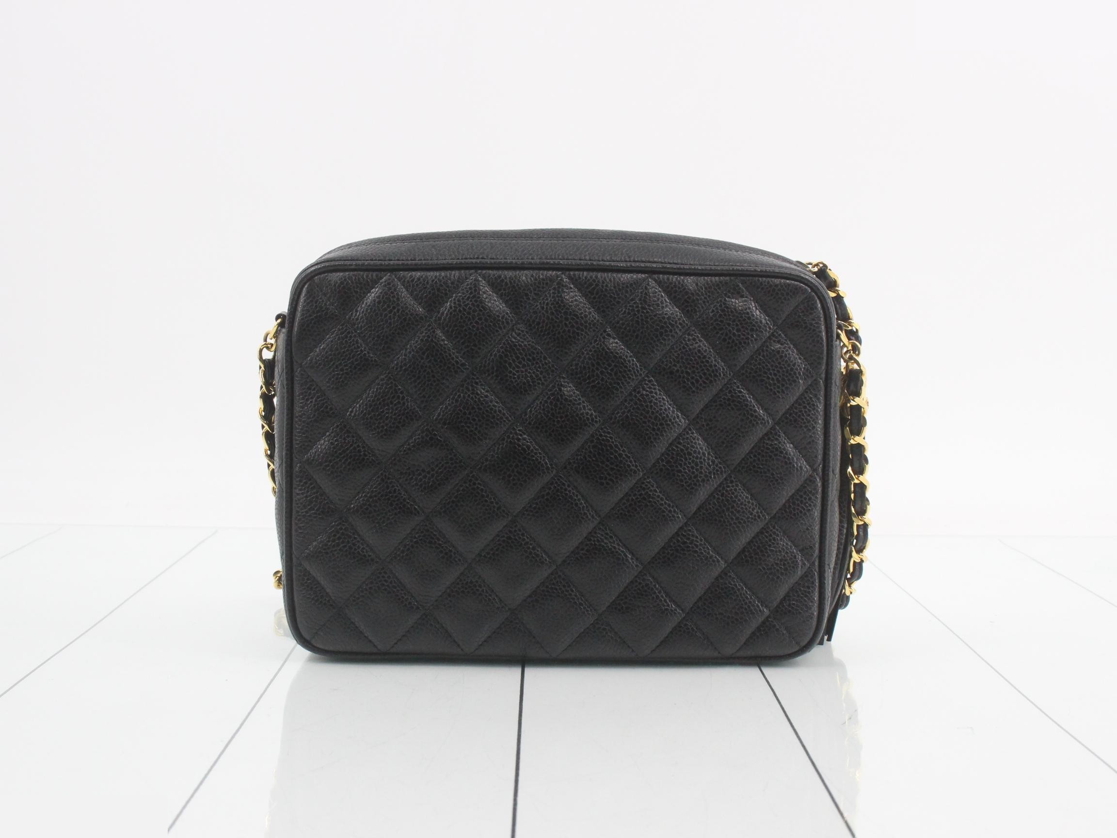 Matelassé Caviar Skin Coco Mark Fringe Chain Shoulder Bag — view 2