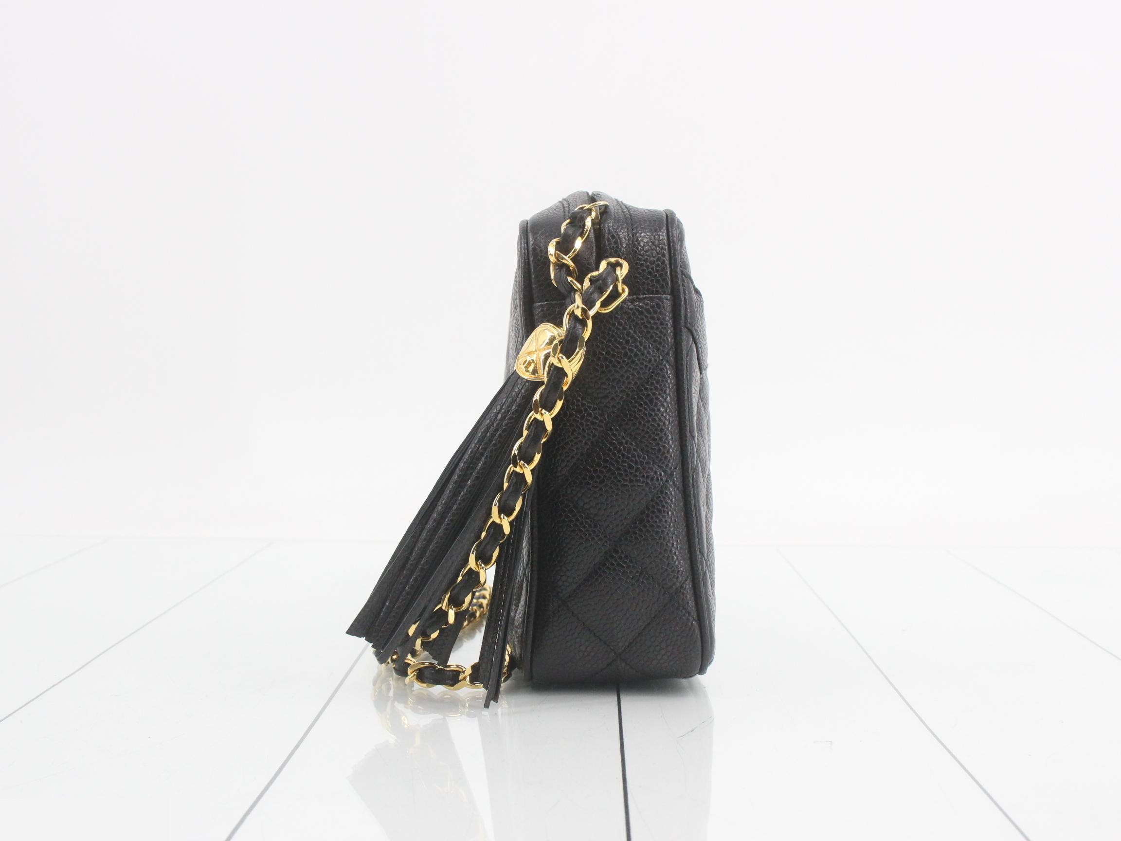 Matelassé Caviar Skin Coco Mark Fringe Chain Shoulder Bag — view 4