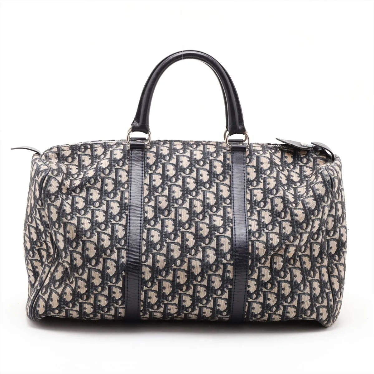 Trotter Canvas x Leather Boston Bag, Navy — view 2