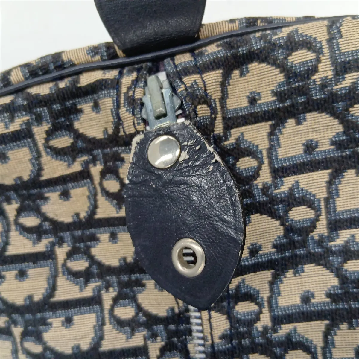 Trotter Canvas x Leather Boston Bag, Navy — view 11