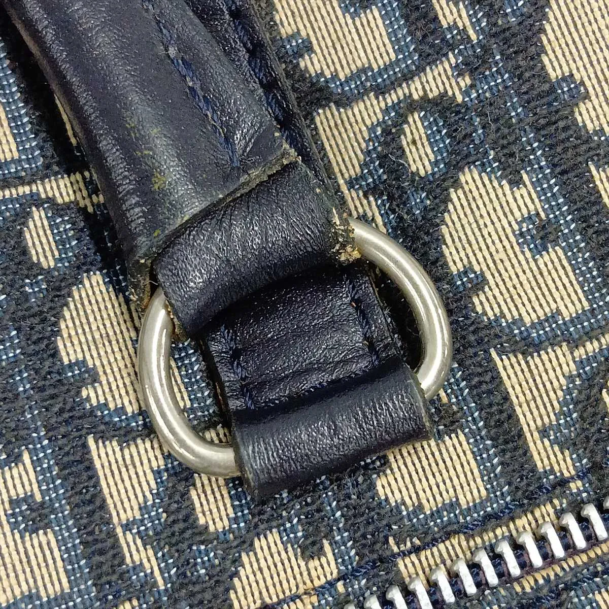 Trotter Canvas x Leather Boston Bag, Navy — view 13