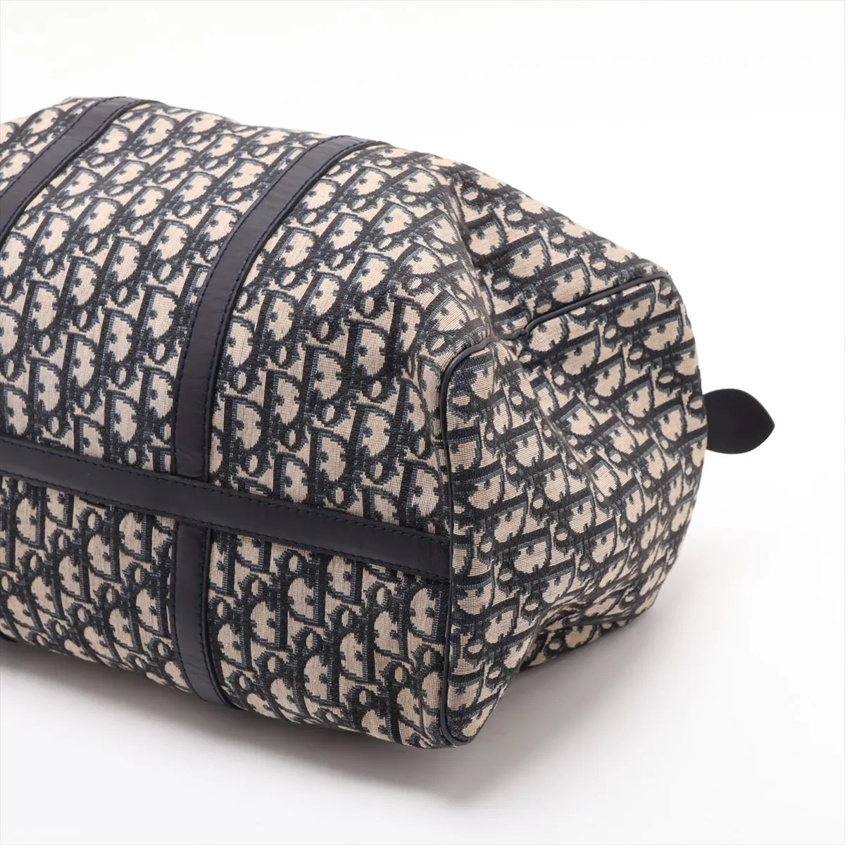 Trotter Canvas x Leather Boston Bag, Navy — view 3