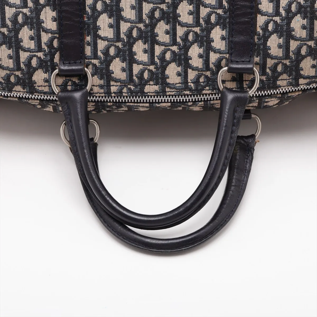 Trotter Canvas x Leather Boston Bag, Navy — view 5