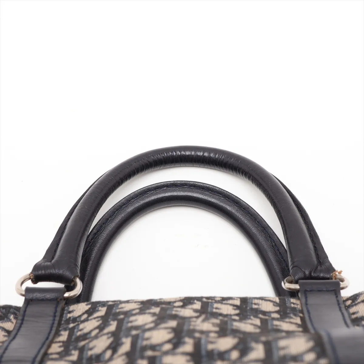 Trotter Canvas x Leather Boston Bag, Navy — view 6
