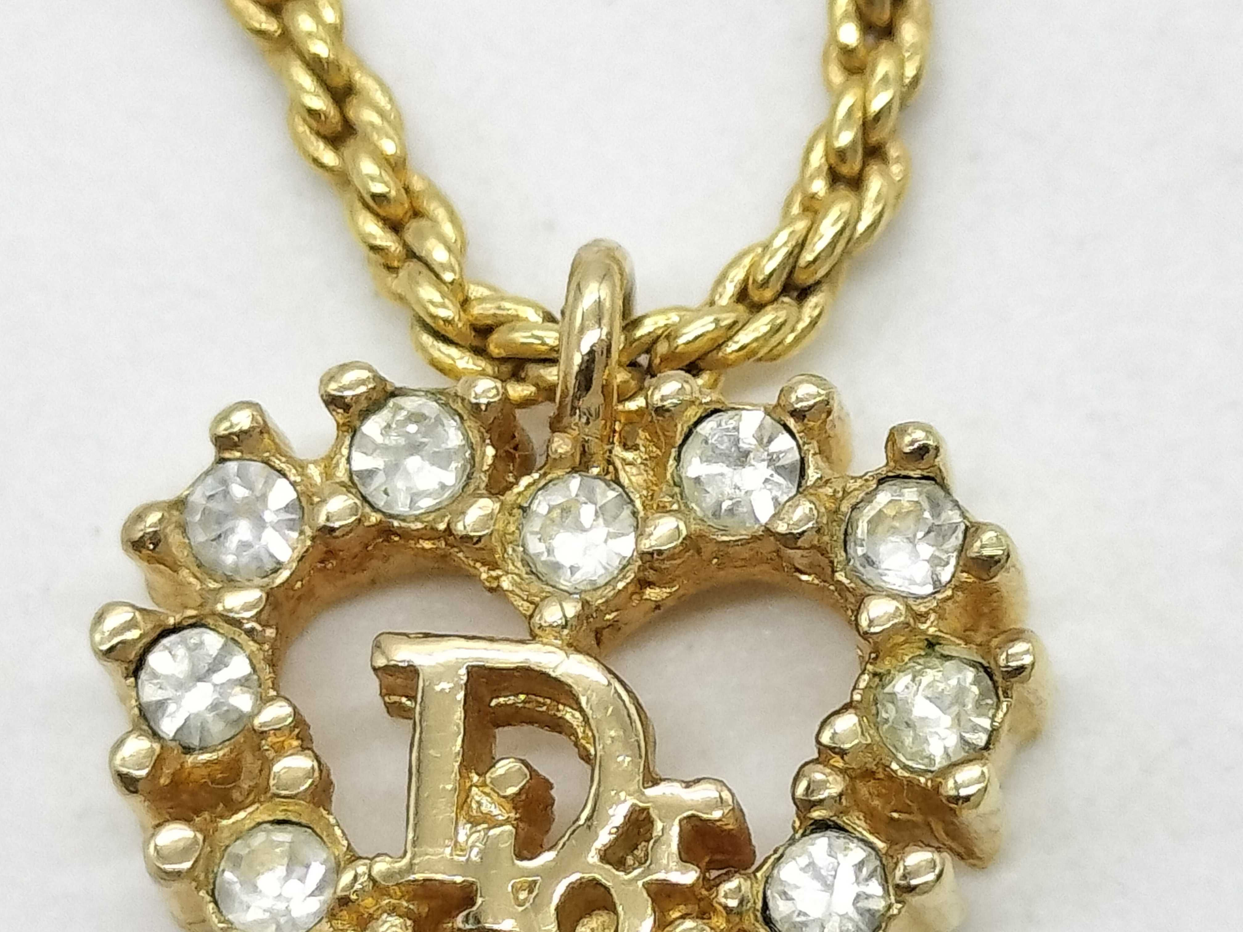 Heart Rhinestone Gold Necklace — view 2