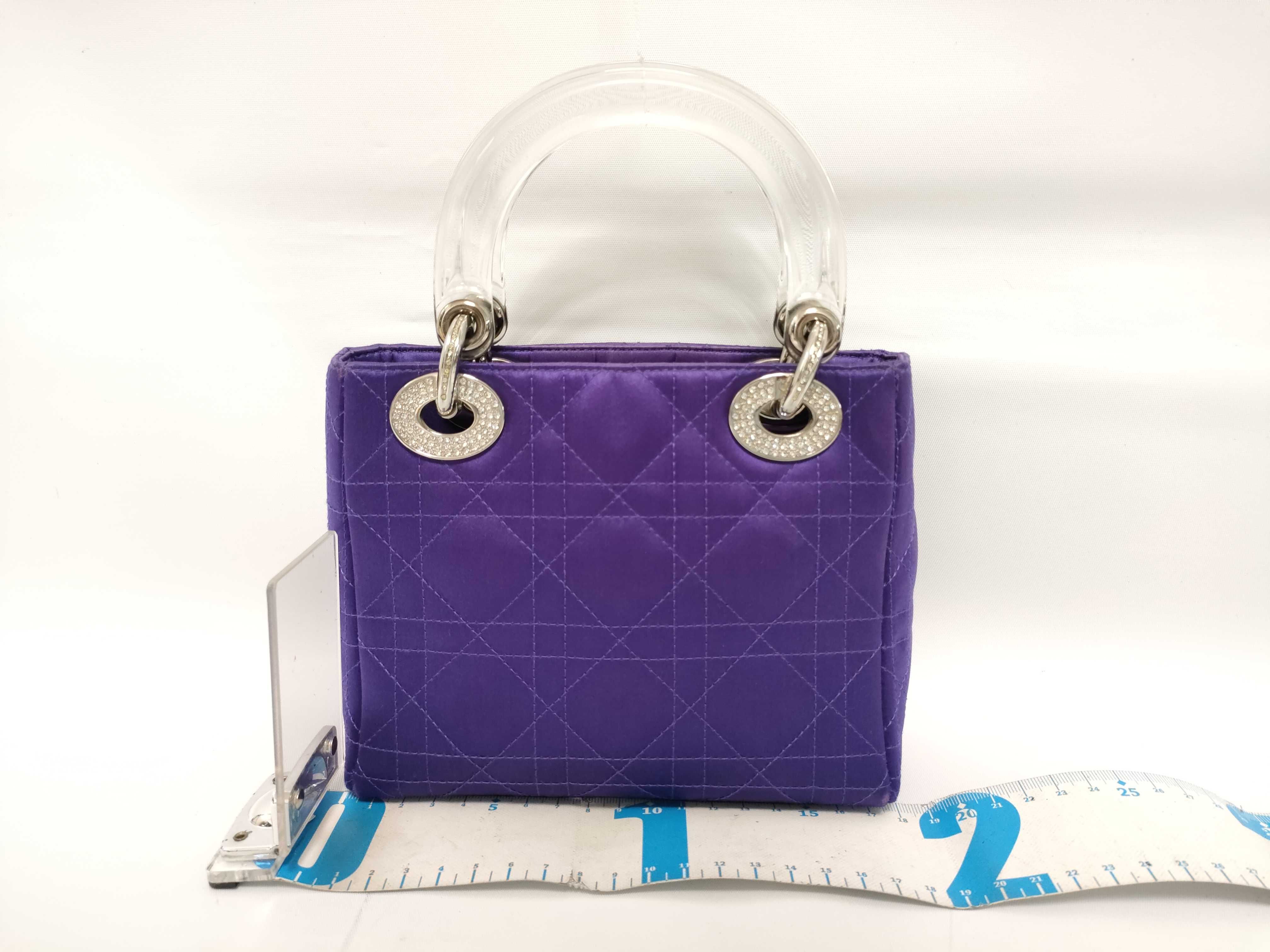 DU- Mini Lady Nylon Handbag Purple Crystal Handle Crystal Missing Handbag — view 2